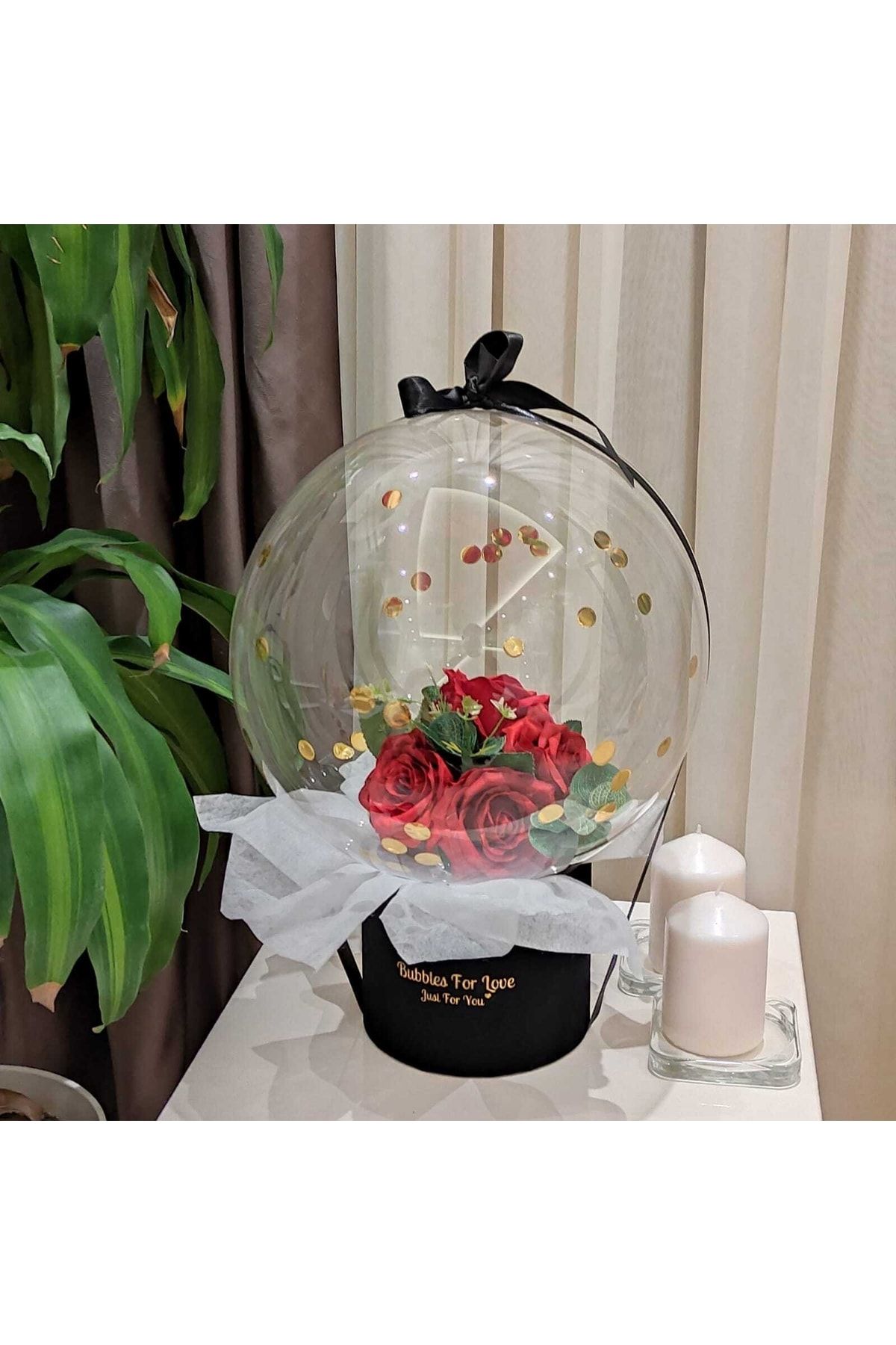 Genel Markalar Dekoratif Kutuda Balon Içerisinde Gül Buketi Kız Isteme Çiçeği Gelin Buketi