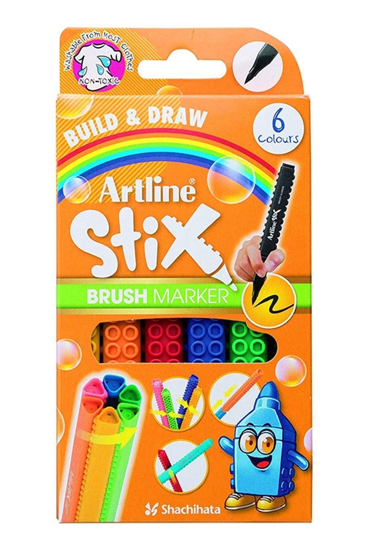 artline Stix Brush Marker 6'lı set