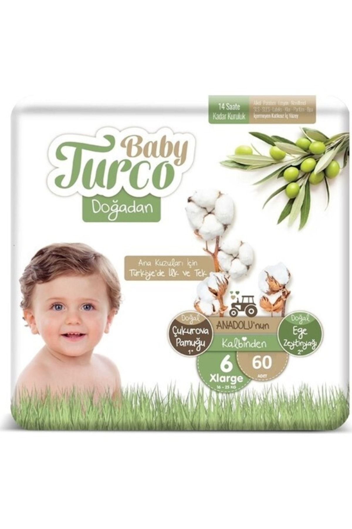 Baby Turco Jumbo Doğadan Xl Külot Bebek Bezi 60'lı 16-25 Kg 6 Numara