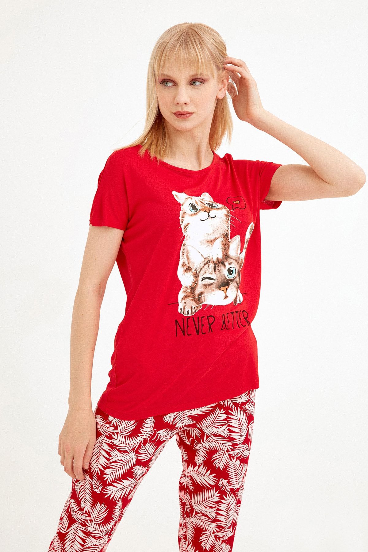 Fullamoda Kedi Baskılı Tişört