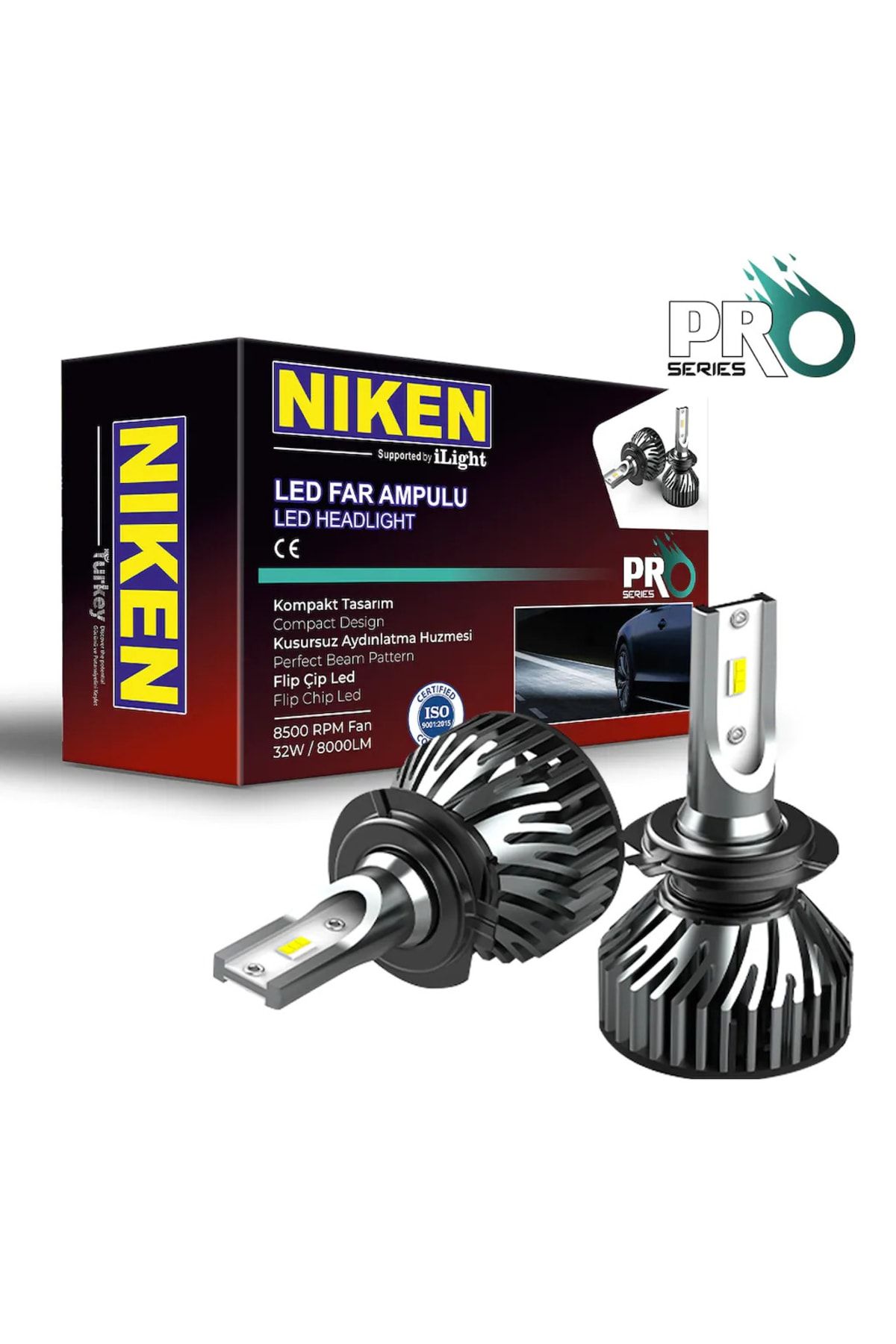 Niken Pro Serisi Led Xenon Zenon 9005 Hb3 6500k - Şimşek Etkili Fan Soğutmalı 800 Lümen