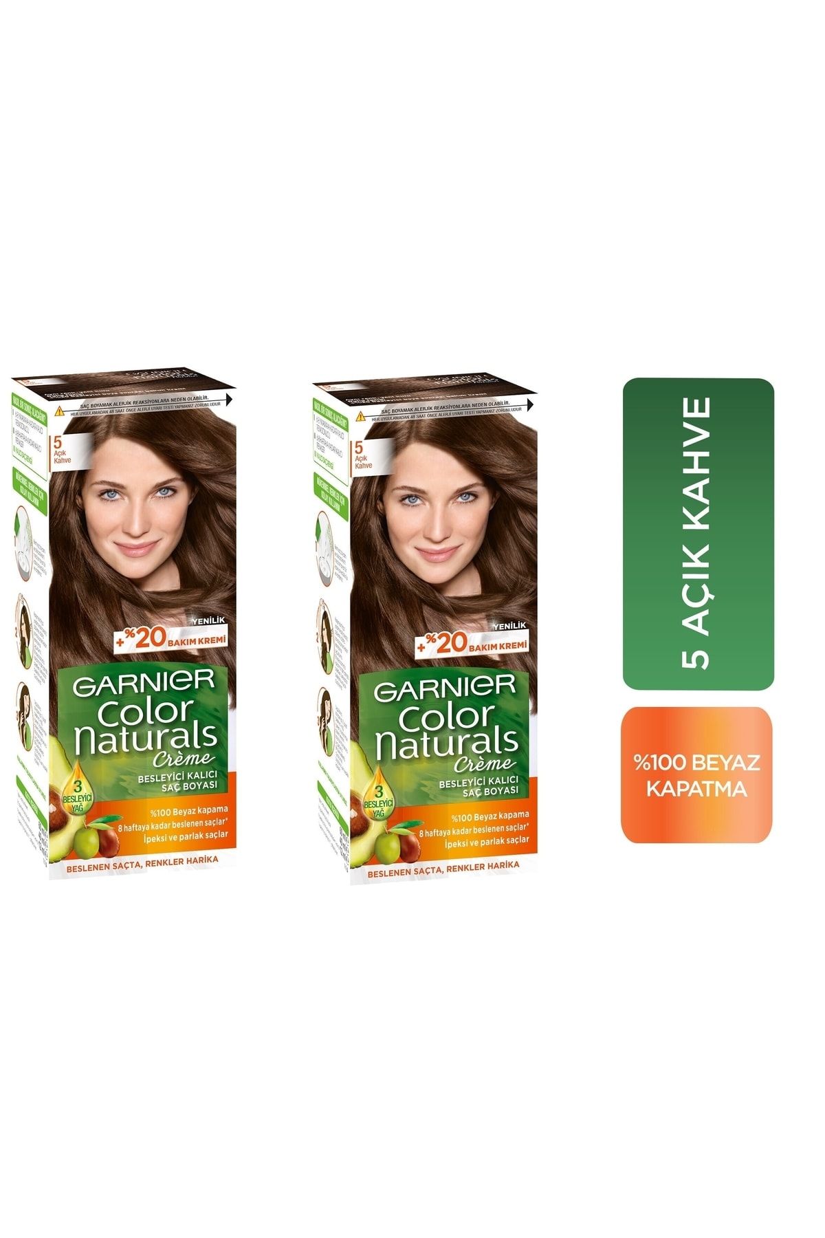 Garnier Color Naturals Creme Besleyici Kalıcı Saç Boyası 5 Açık Kahve X 2 Adet
