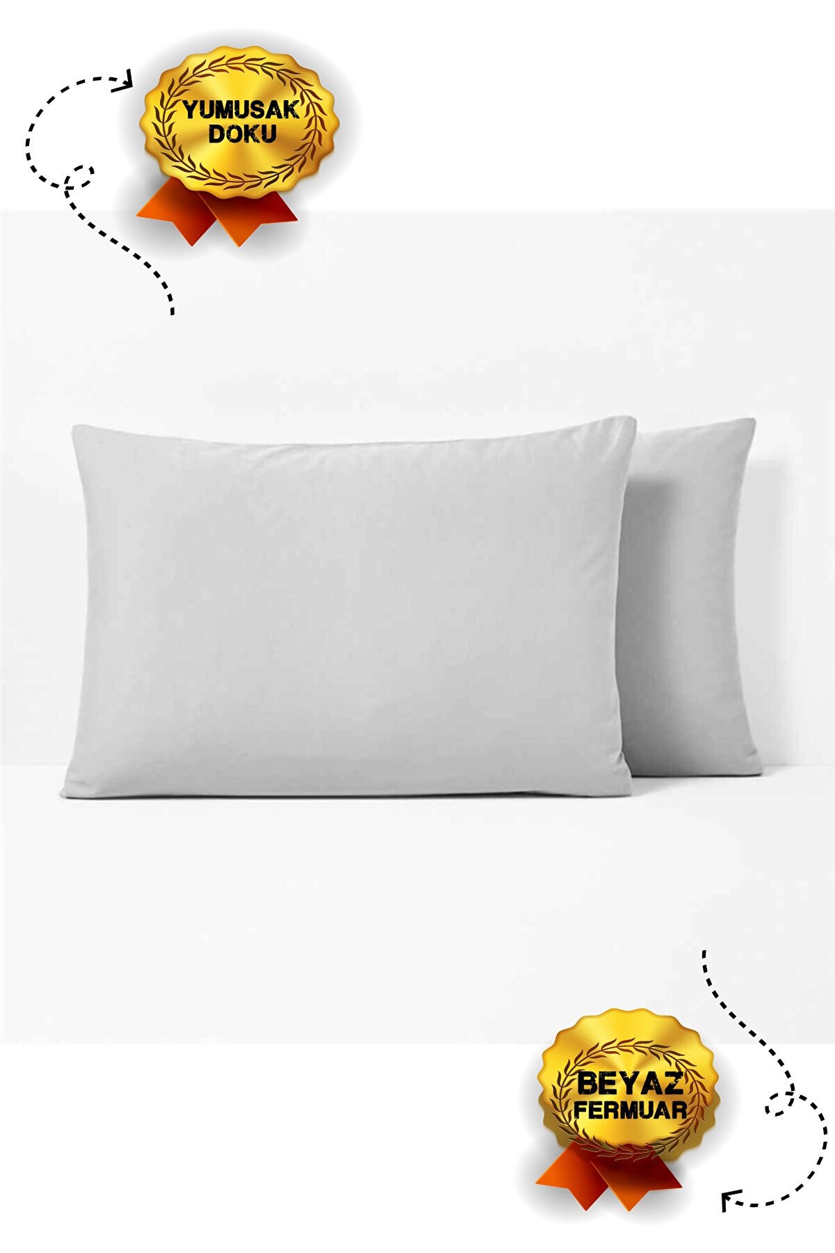 Hediye Nest Buz Gri 2�li Yastık Kılıfı Beyaz Fermuarlı 50x70 Cm Fiyatı