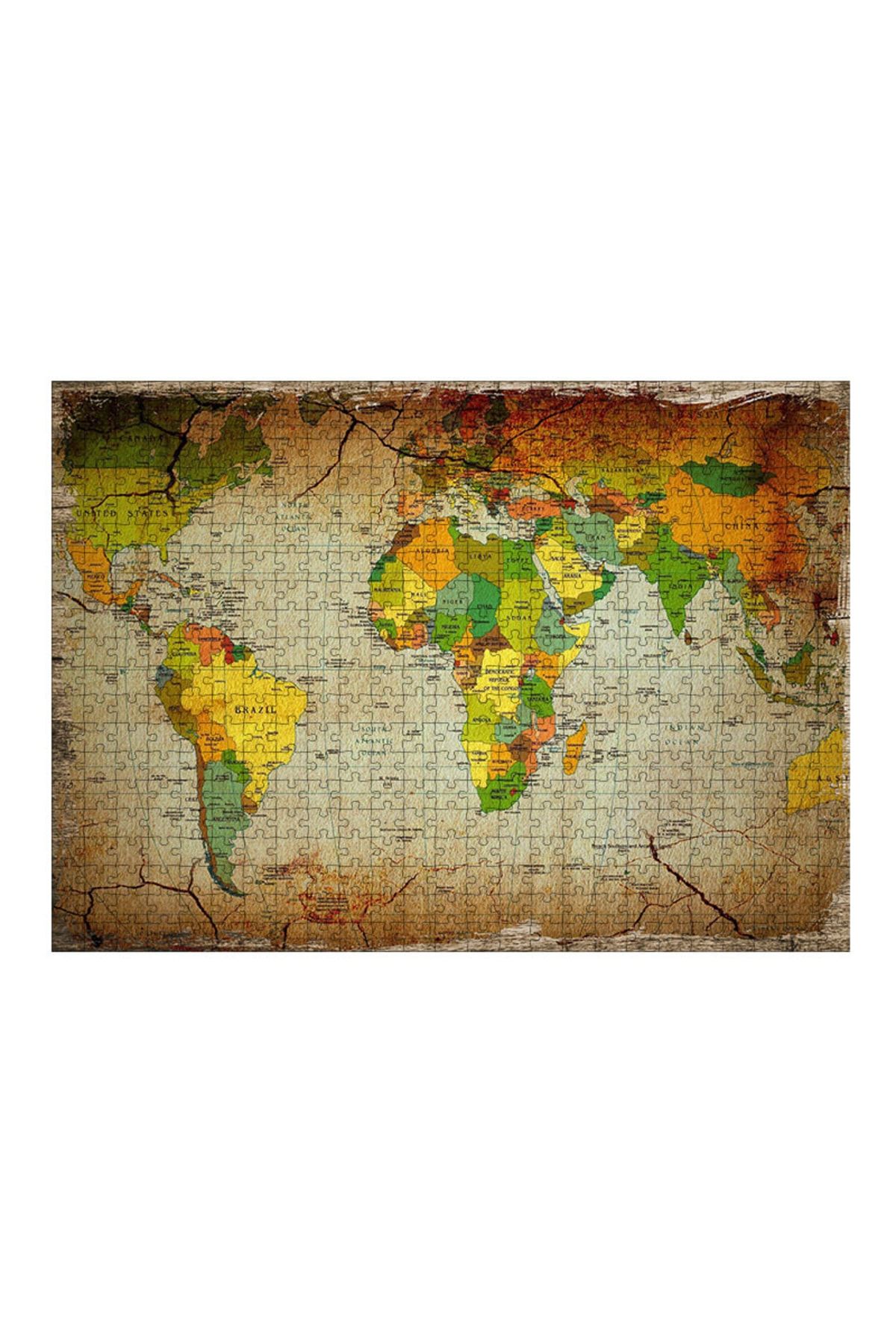 Genel Markalar Ahşap Mdf Puzzle Yapboz Dünya Siyasi Haritası 500 Parça 50*70 Cm