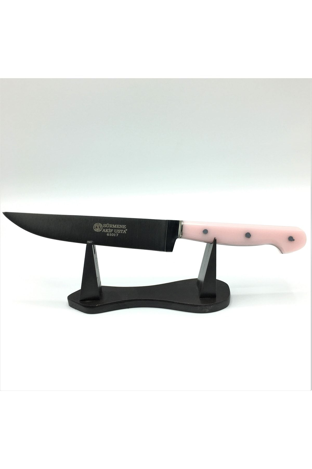 Akif Usta Bıçakçılık 17 Cm Açık Pembe Renkli Pleksi Saplı Et Ve Ekmek Bıçağı