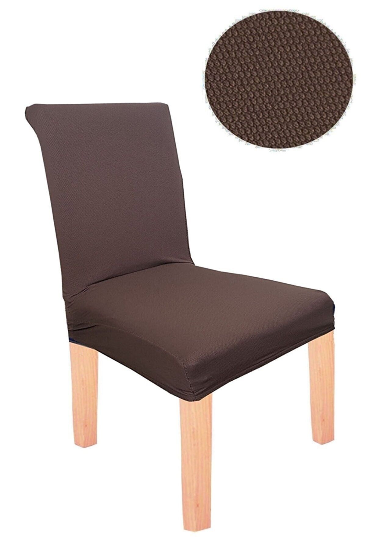 elgeyar Balpeteği Likra Kumaşlı Sandalye Örtüsü  Lastikli  1 Adet Kahverengi