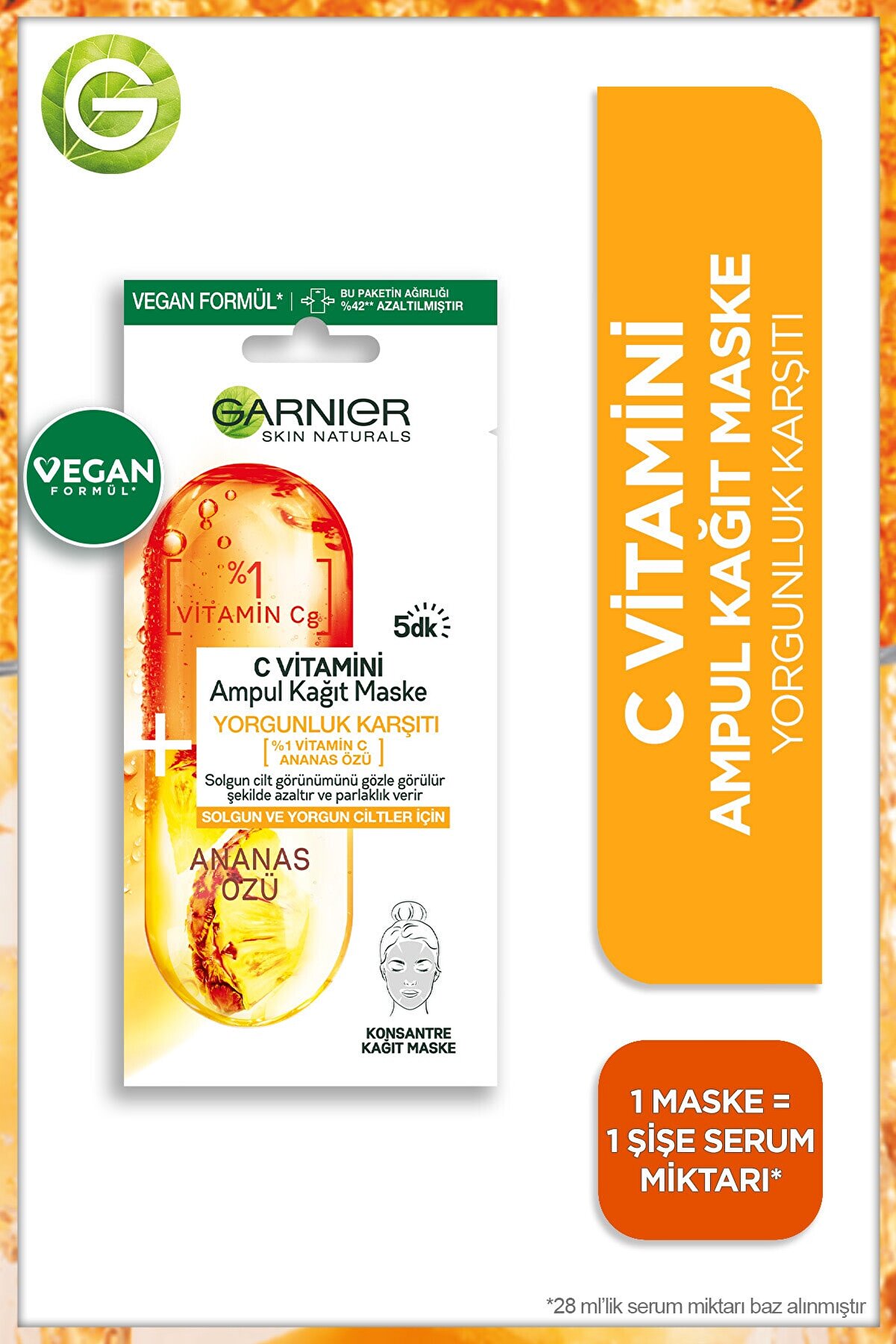 Garnier C Vitamini Ampul Kağıt Maske