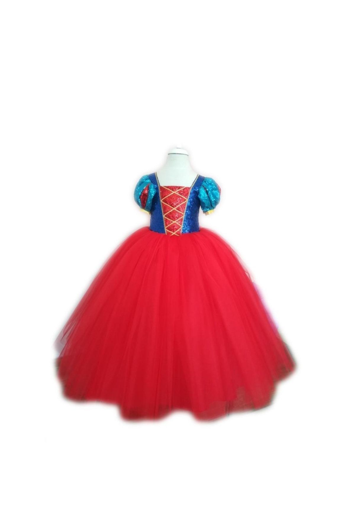 Mashotrend Kız Çocuk Kırmızı Pelerinli Tarlatanlı Pamuk Prenses Kostümü