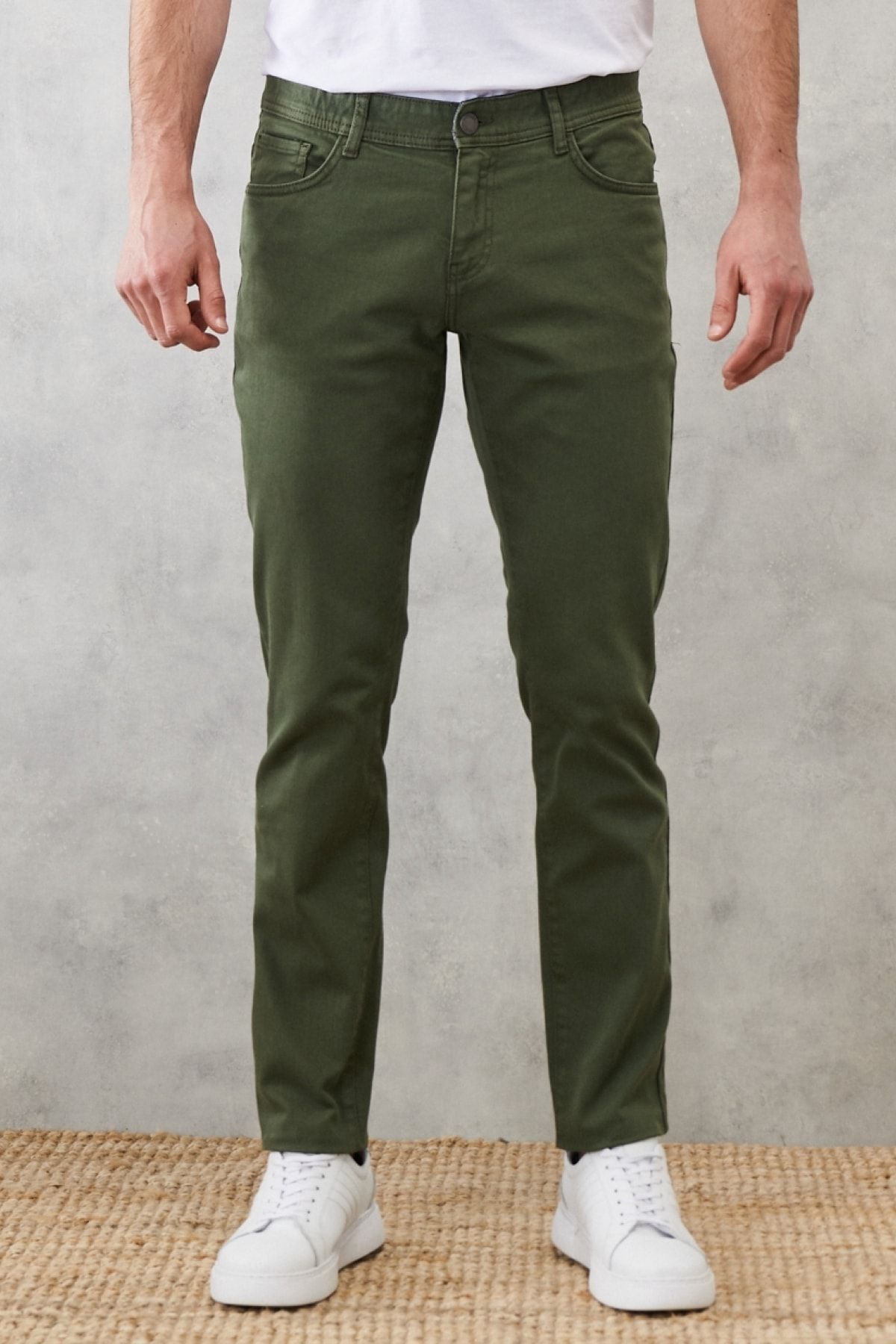 Altınyıldız Classics Erkek Yeşil 360 Derece Her Yöne Esneyen Rahat Slim Fit Dar Kesim Pantolon