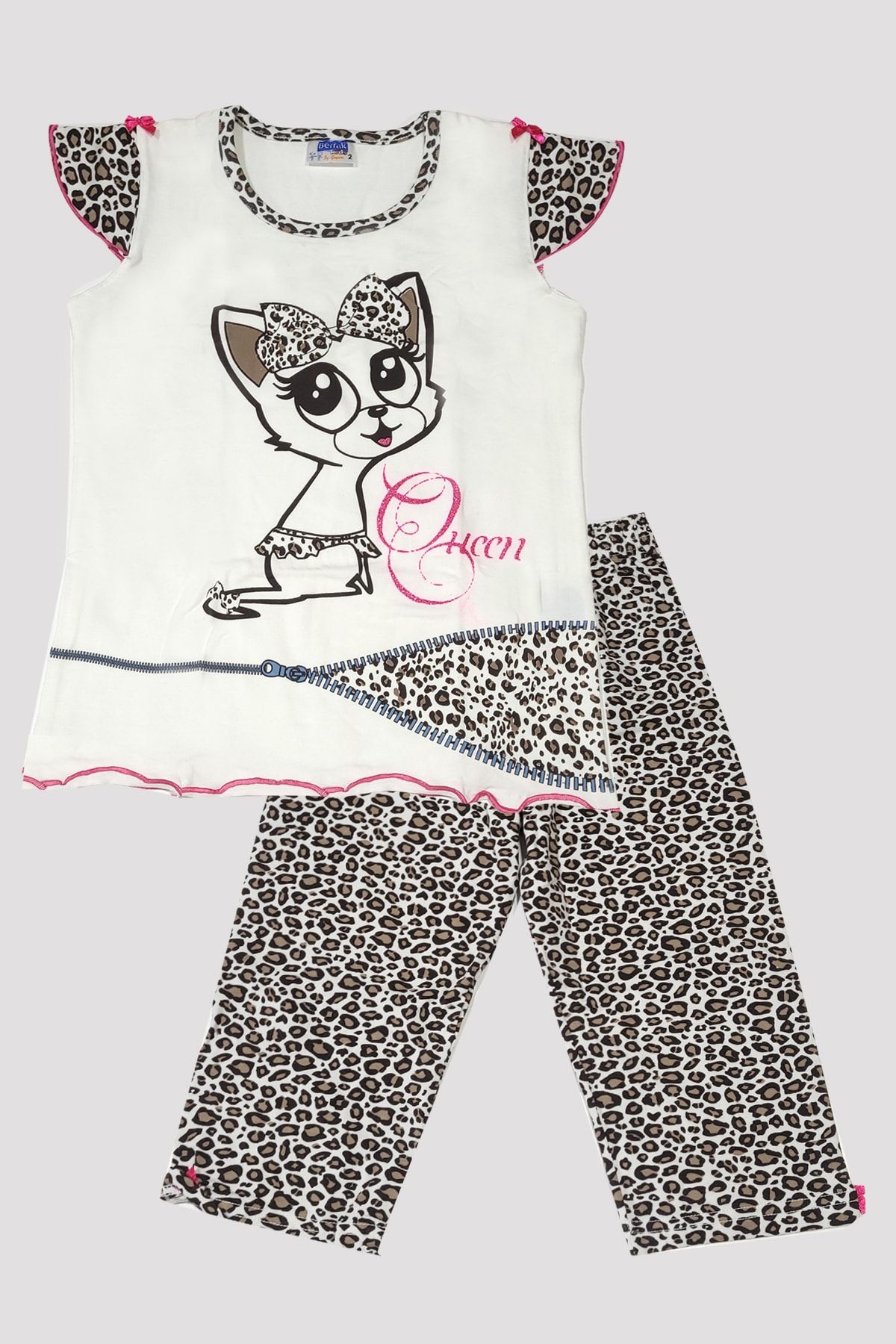 Berrak Kız Çocuk Leopar Desenli Pijama Takımı 6529