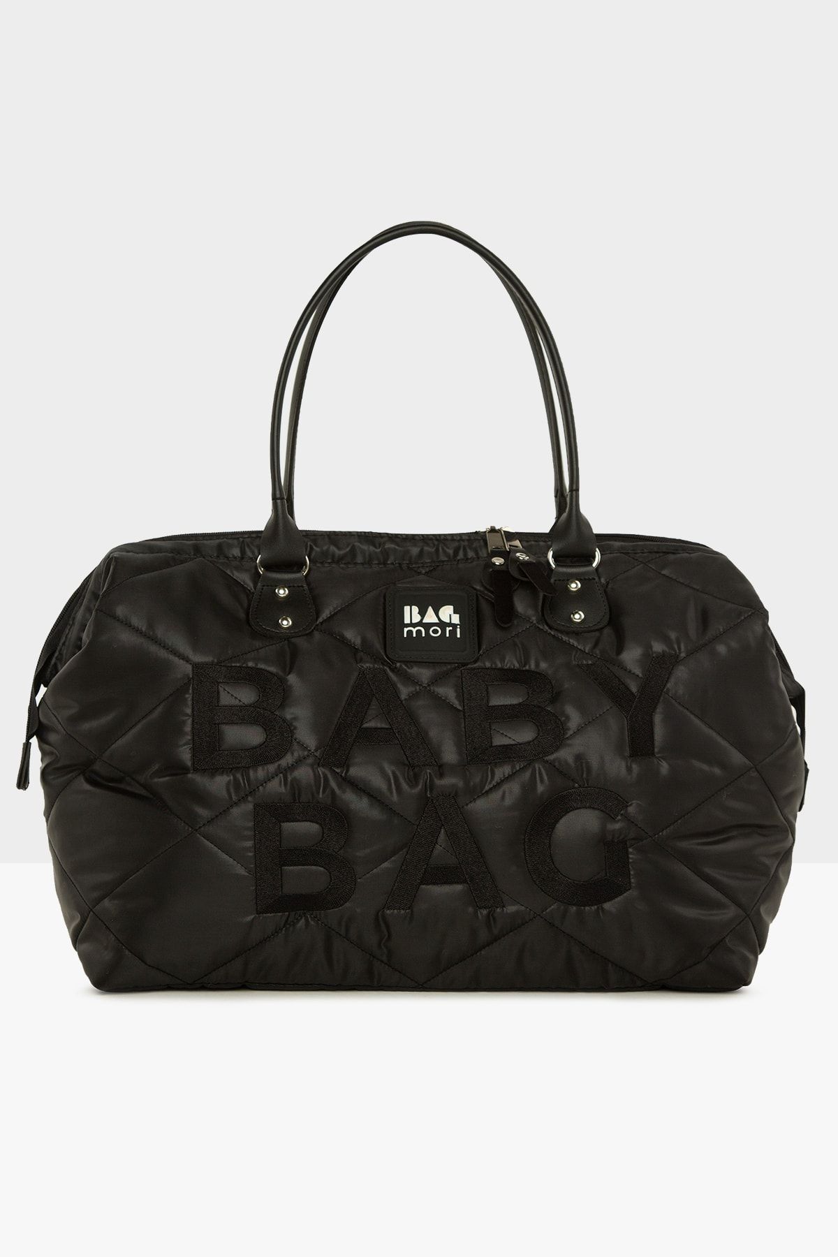 Bagmori Siyah Baby Bag Nakışlı Puf Şişme Anne Bebek Bakım Çanta M000006904
