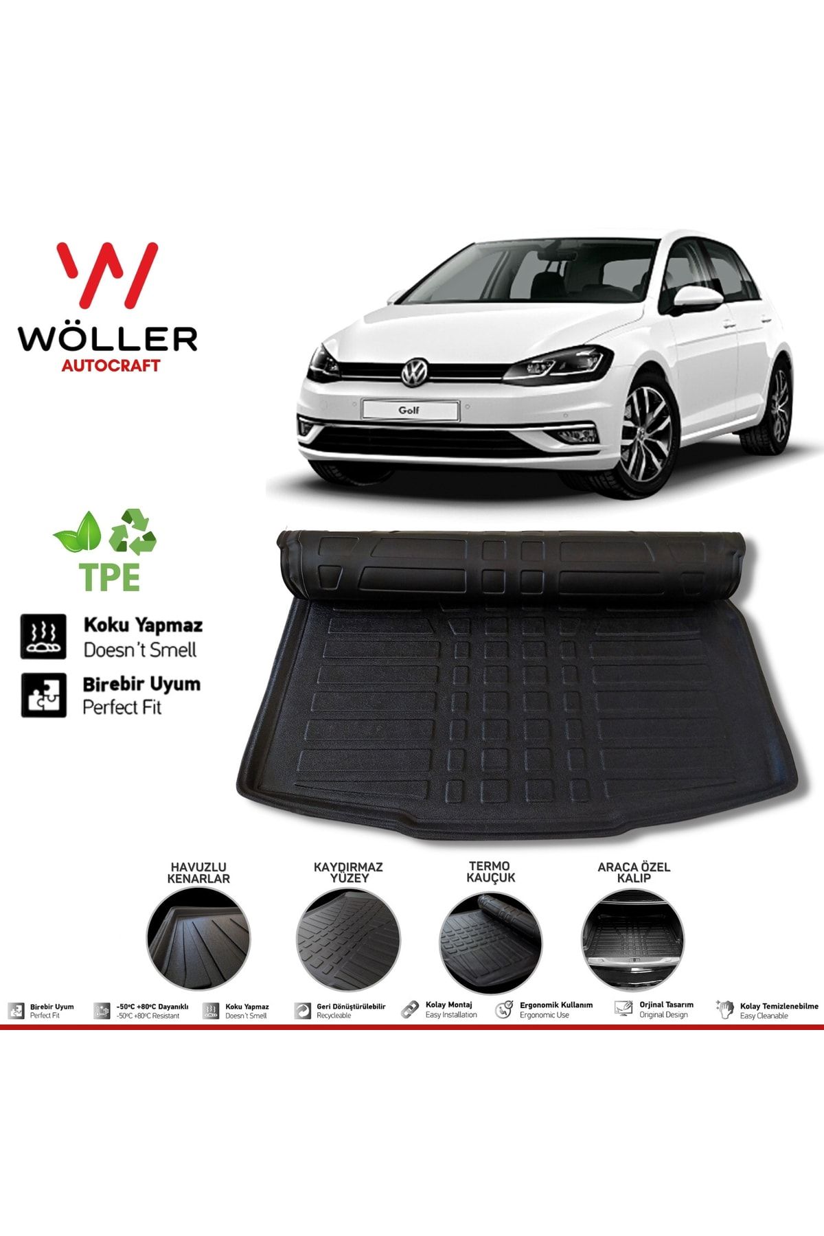 Wöller Volkswagen Golf 7 Bagaj Havuzu 2012 2020 Arası 3d Ultraflex Esnek