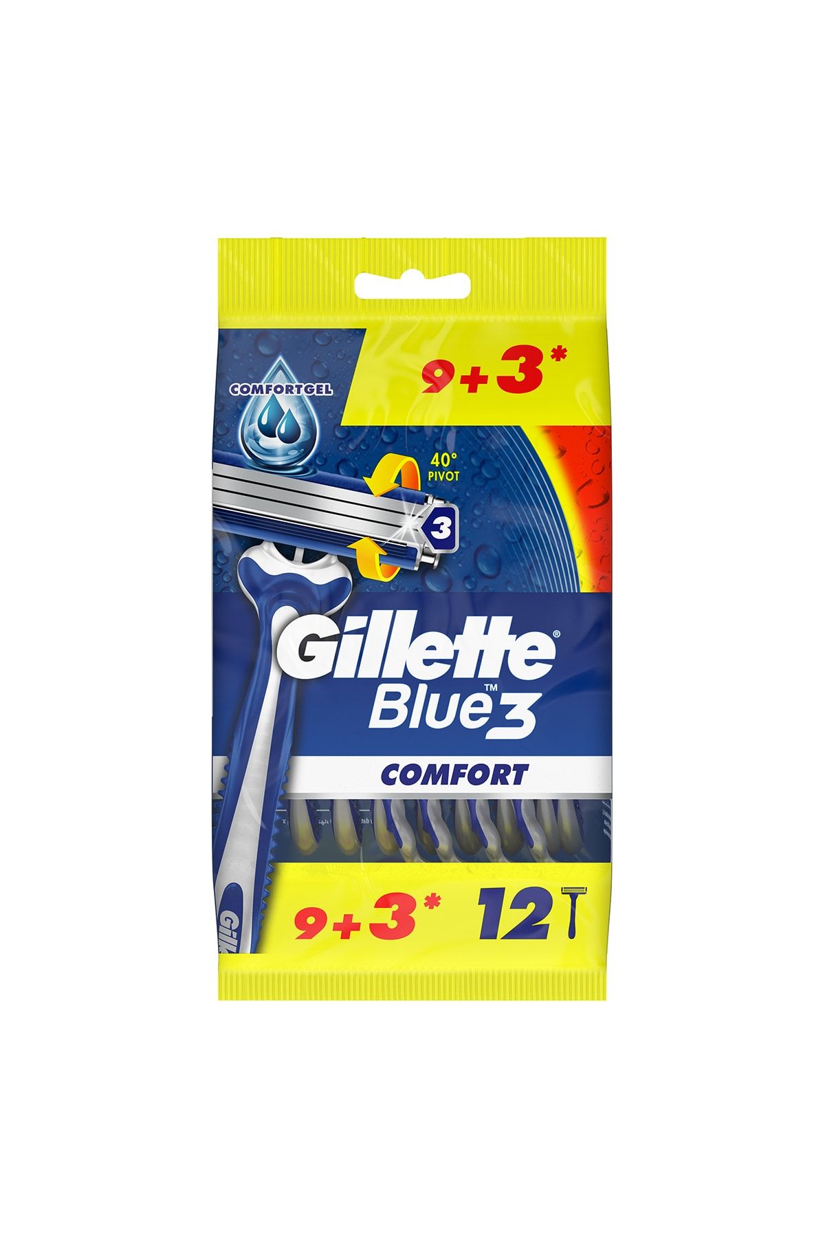 Gillette 3 Comfort Kullan At Tıraş Bıçağı 9+3 12lı