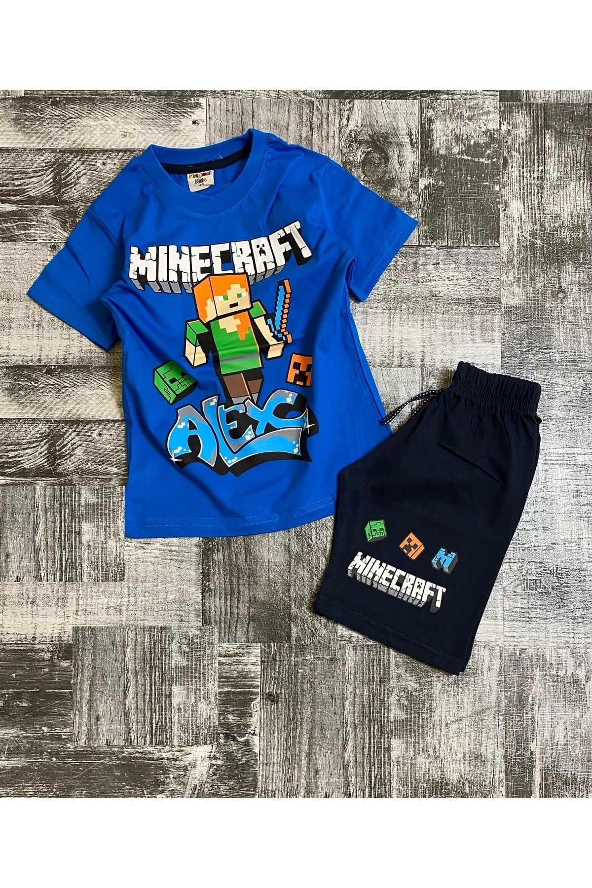 Minecraft Erkek Çocuk Şortlu Penye Takım Yeni Sezon