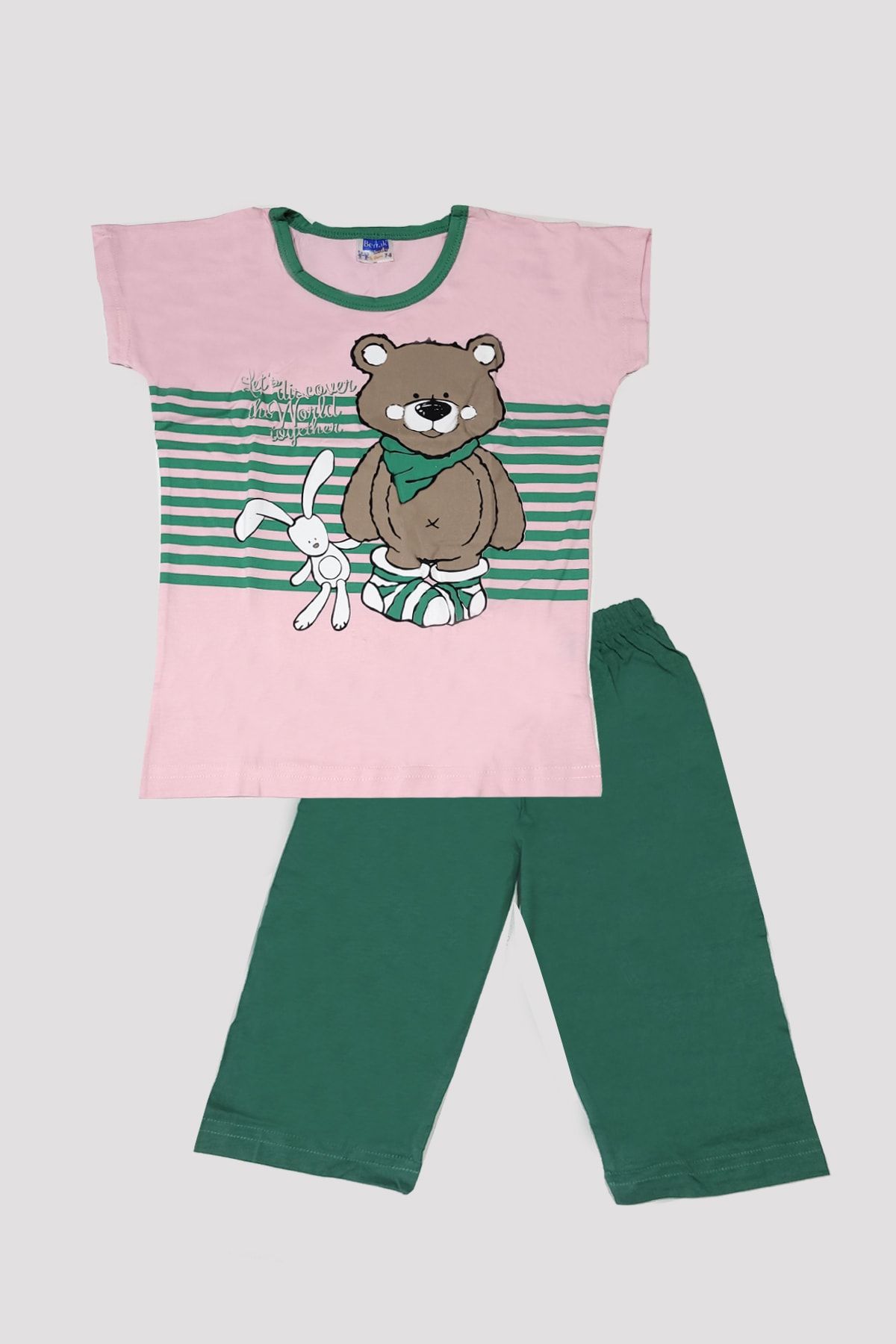 Berrak Kız Çocuk Ayıcık Desenli Alt Üst Pijama Takımı