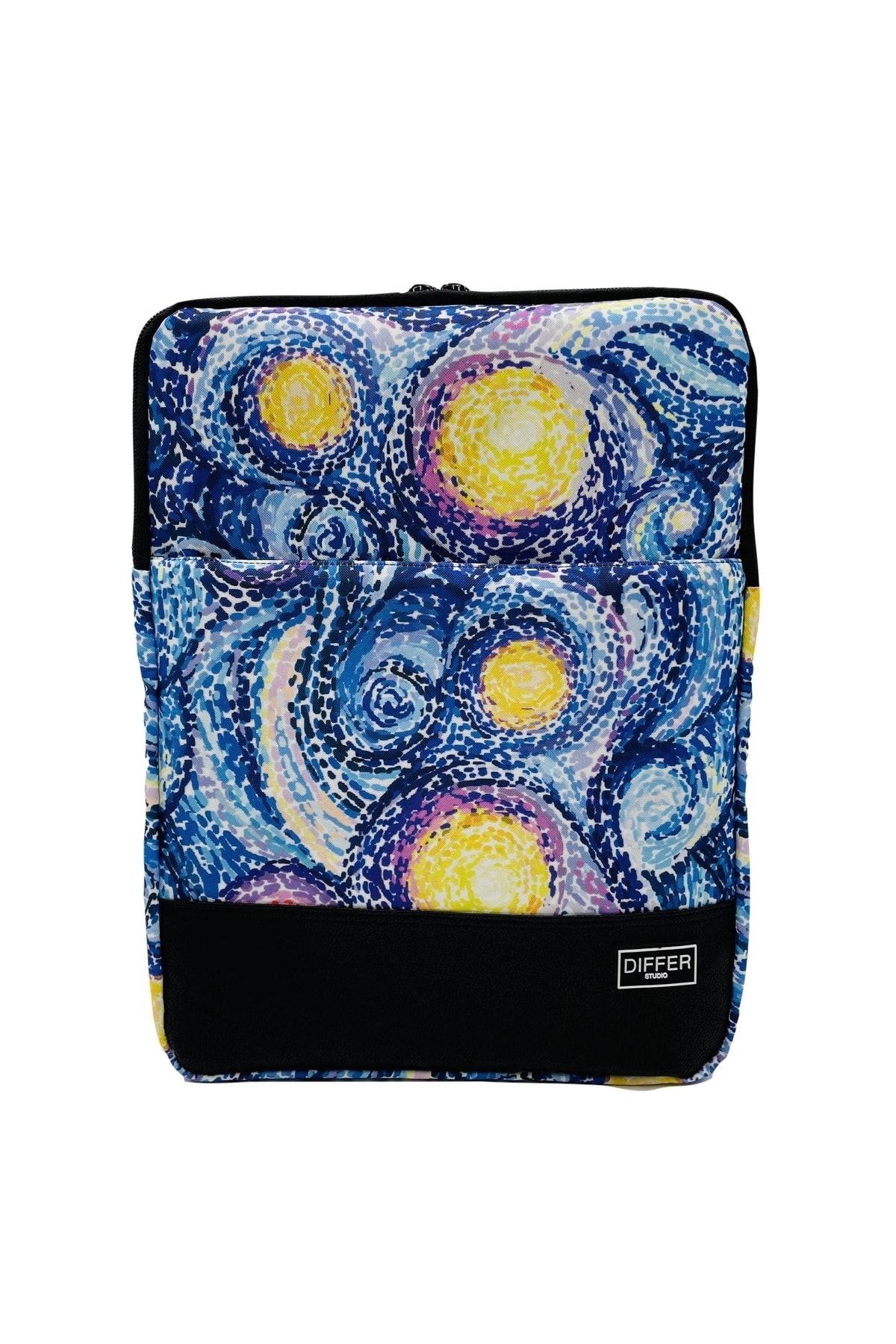Differ 15-15,6 Inç Van Gogh Desenli Lacivert Unisex Macbook/Laptop/Notebook/Evrak Kılıfı
