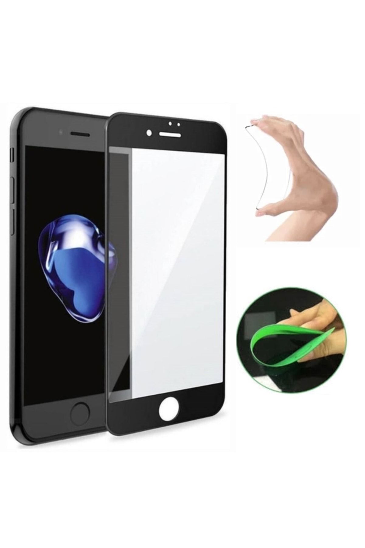 TEKNOPARKTA Iphone 6s Ekran Koruyucu Seramik Nano Cam Esnek Tam Full Kaplayan Kırılmaz Siyah