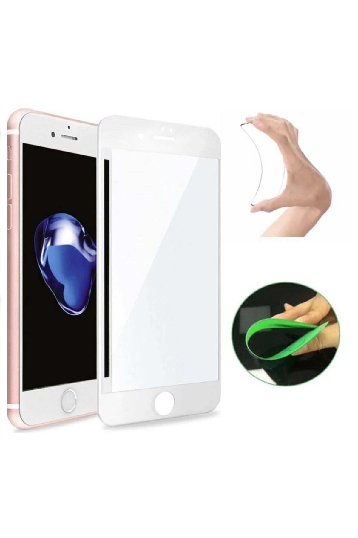 TEKNOPARKTA Iphone 6s Ekran Koruyucu Seramik Nano Cam Esnek Tam Full Kaplayan Kırılmaz Beyaz