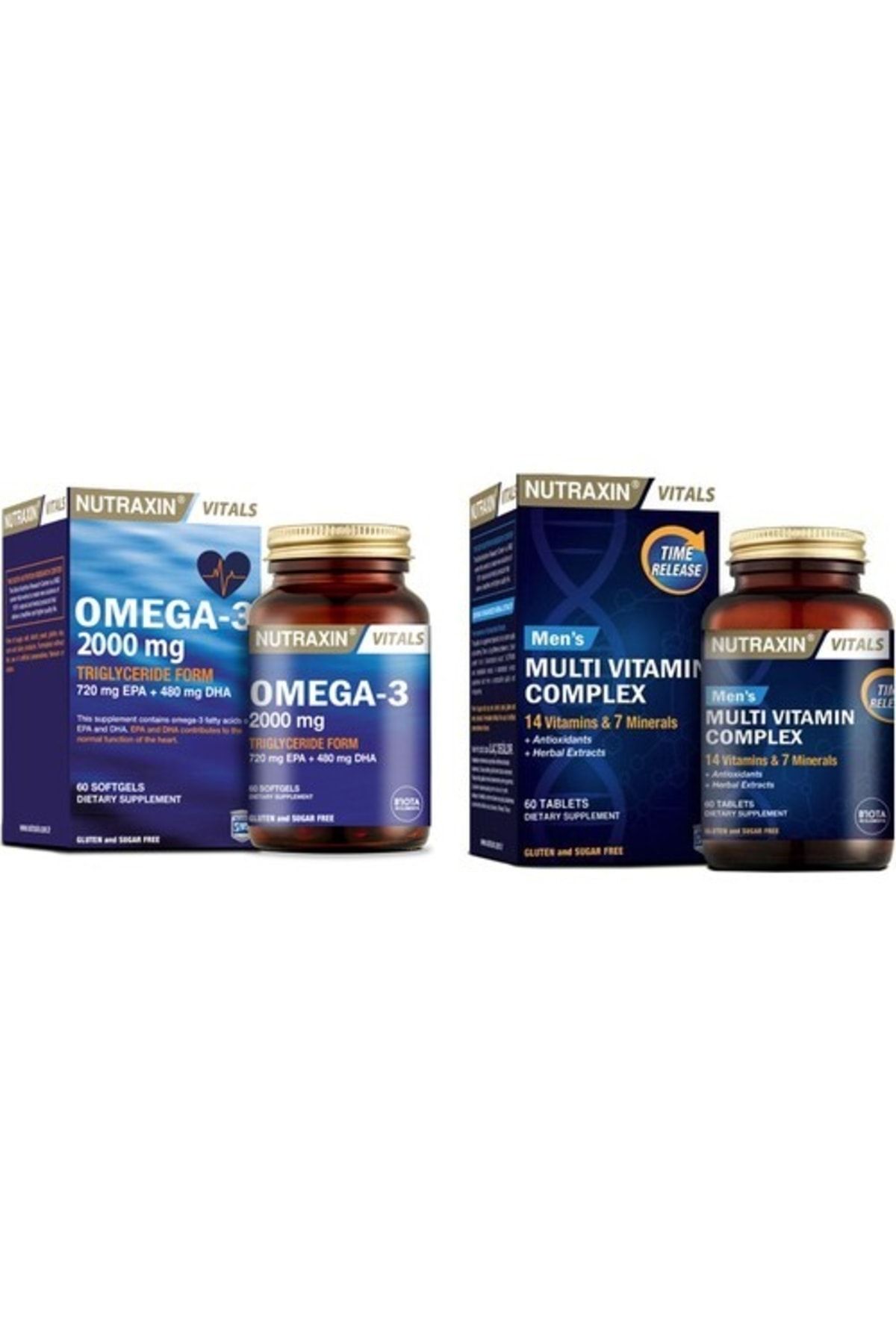 Nutraxin Omega 3 Balık Yağı 2000 Mg 60 Kapsül+ 14 Vitamin,7 Mineral Içerikli Multivitamin Erkek 60 T