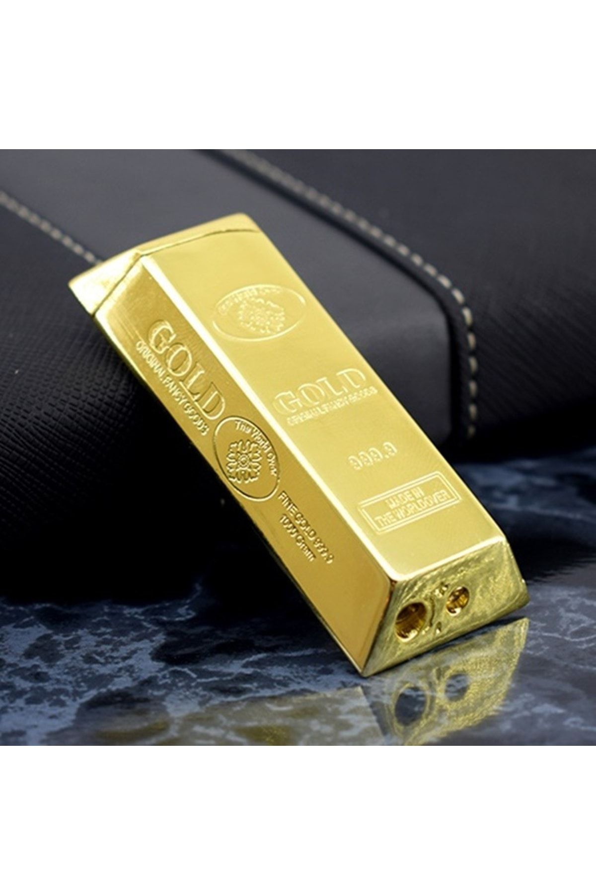 İNDİRİM CENTER Külçe Altın Şeklinde Doldurulabilir Gold Çakmak