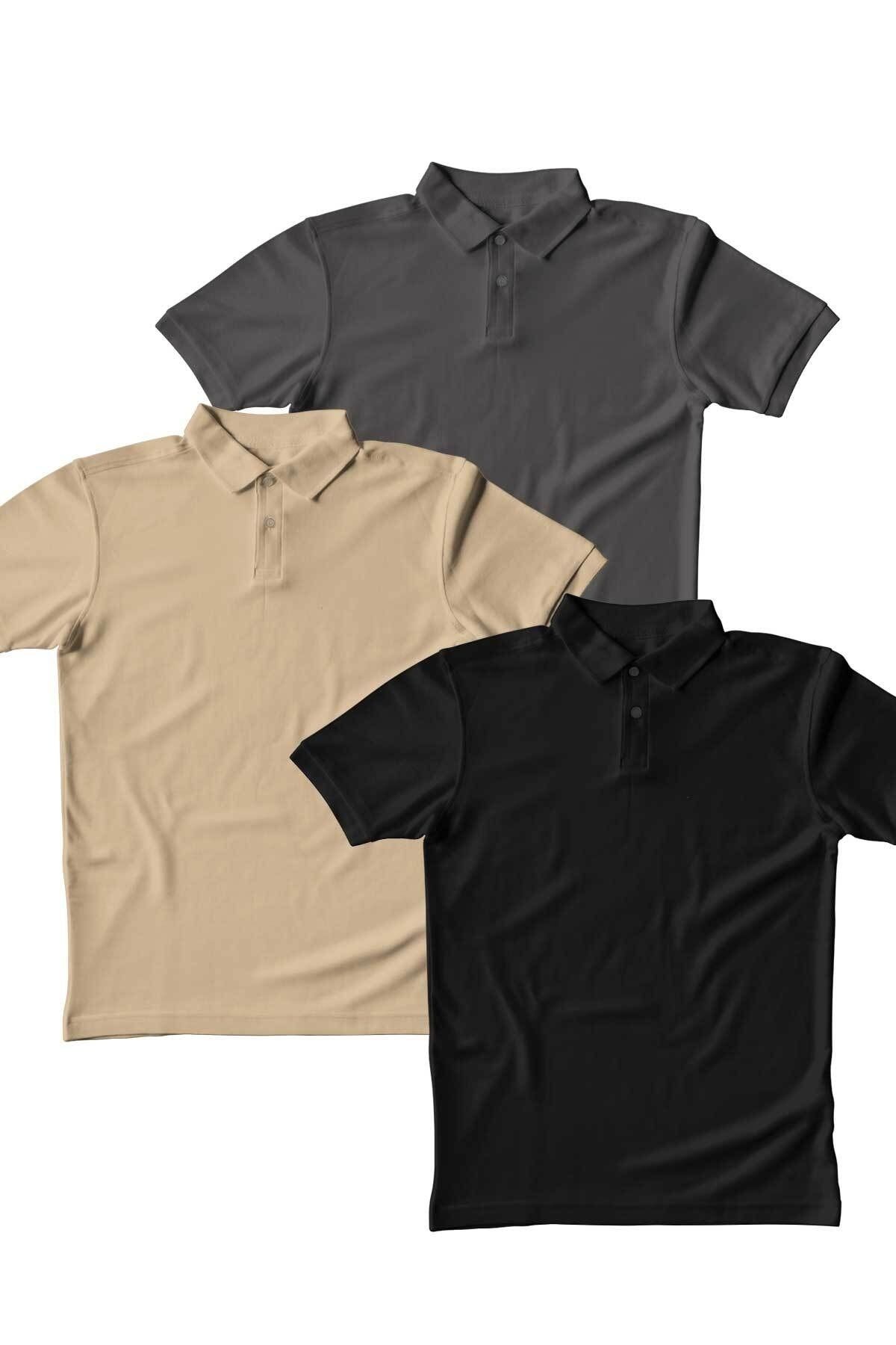 Burlu Polo Yaka T-shirt 3'lü Set