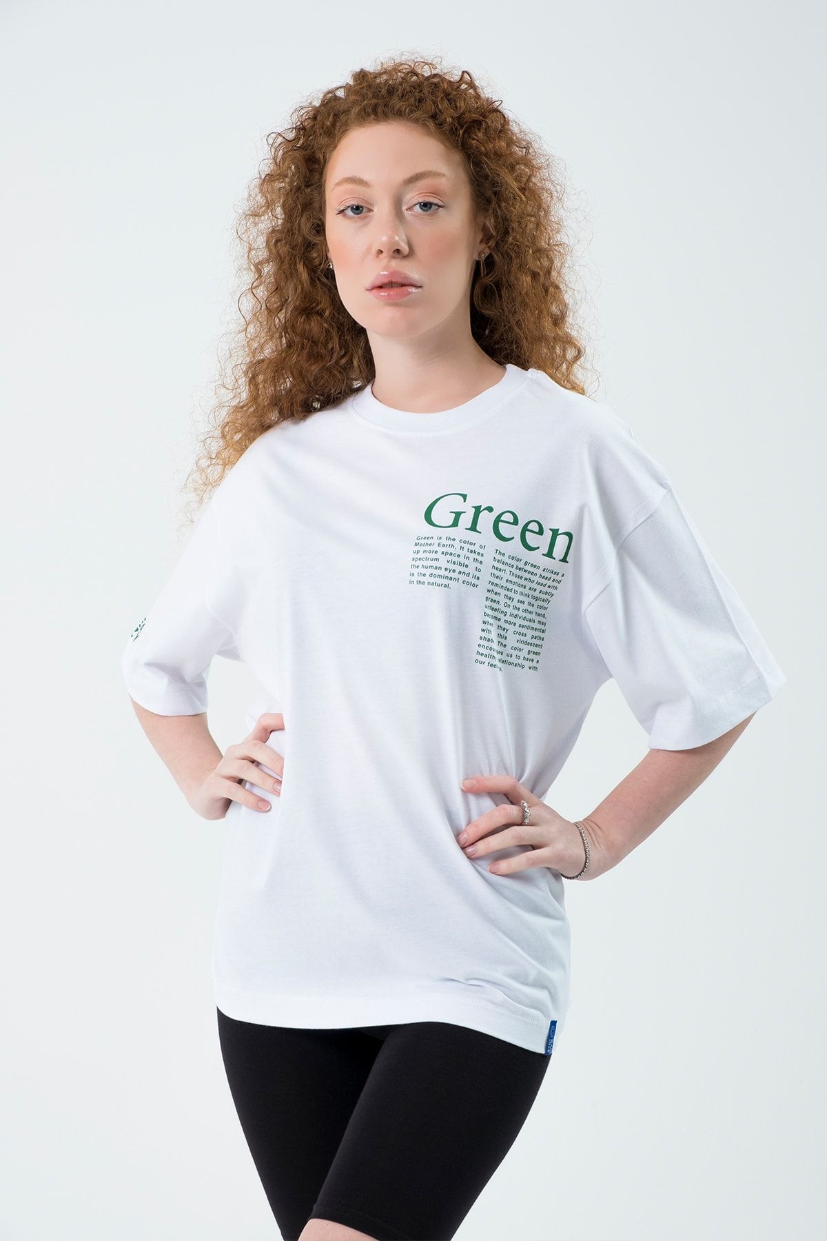 Eazy Co Eazy Green Unisex Beyaz Extra Oversize Baskılı Kısa Kollu T-shirt