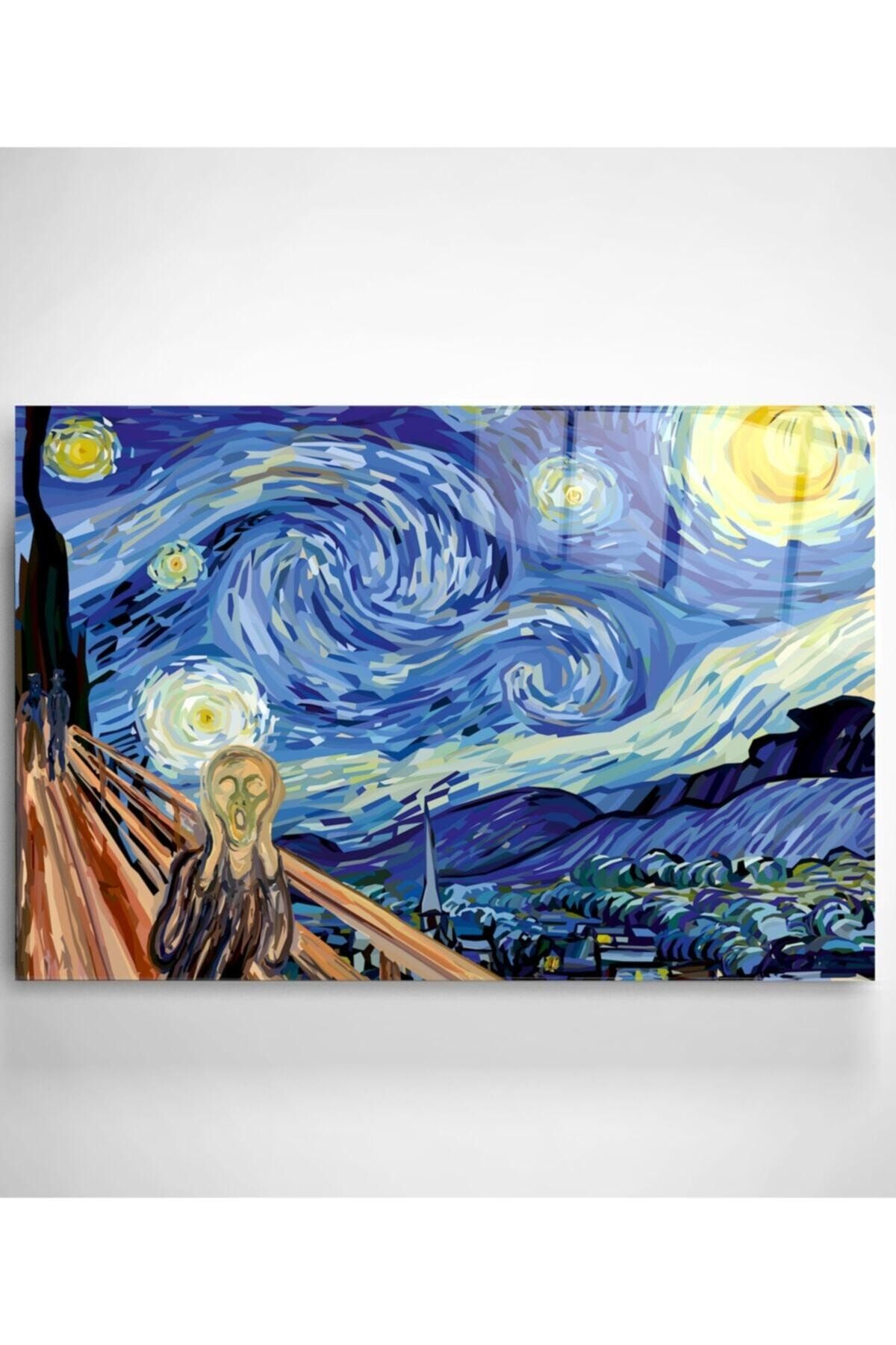 Genel Markalar Digi-art Yıldızlı Gece Vincent Van Gogh Cam Tablo 70x110
