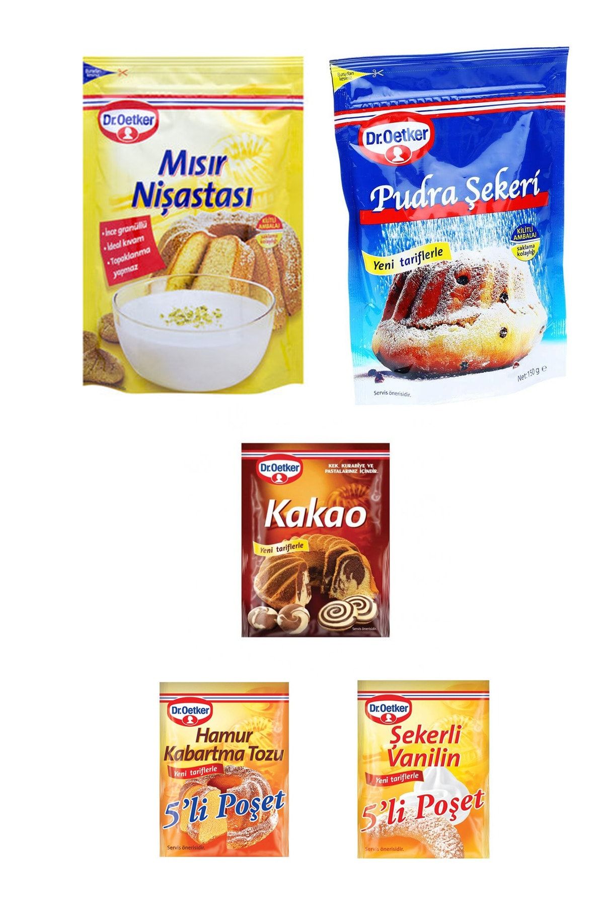Dr. Oetker Kurabiye Malzeme Paketi-2 Mısır Nişastası  Pudra Şekeri Vanilya Kakao Kabartma Tozu