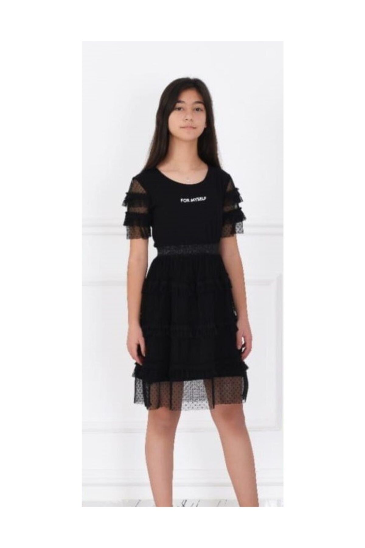 Studio Kız Çocuk Beli Lastikli Kat Kat Fırfırlı Elbise
