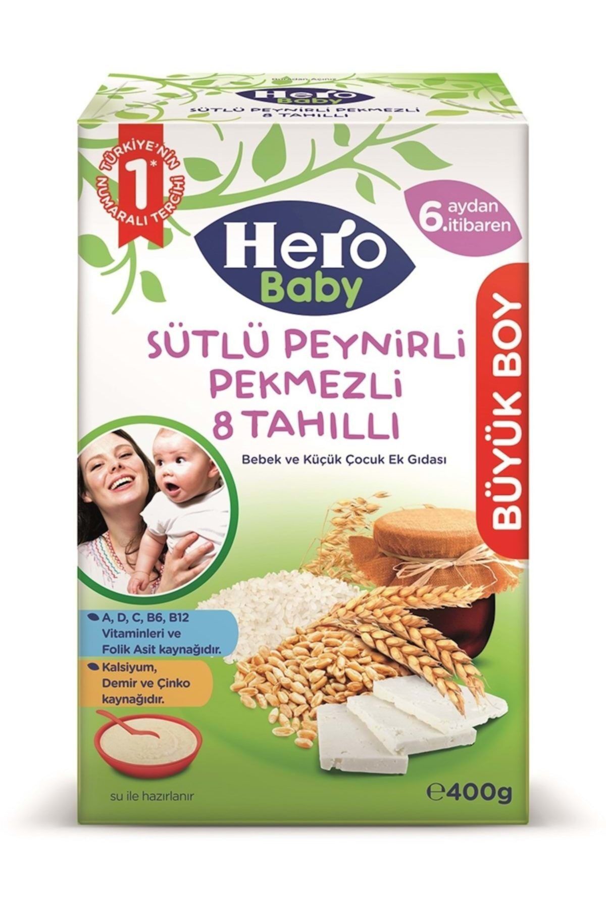Hero Baby 400Gr Sütlü Peynirli Pekmezli 8 Tahıllı 5 Li Set Kaşık Maması