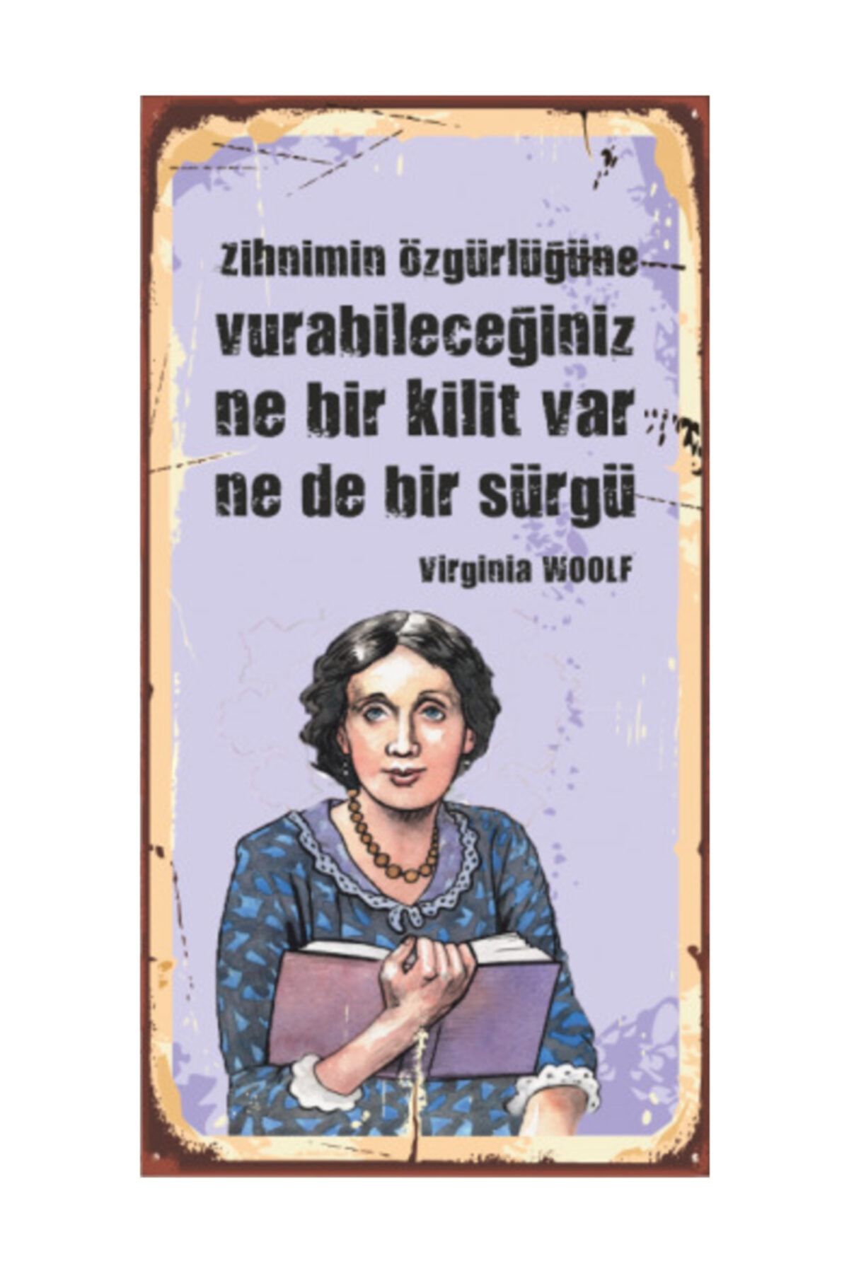 Hayat Poster Virginia Woolf Ahşap Edebiyat Posterleri