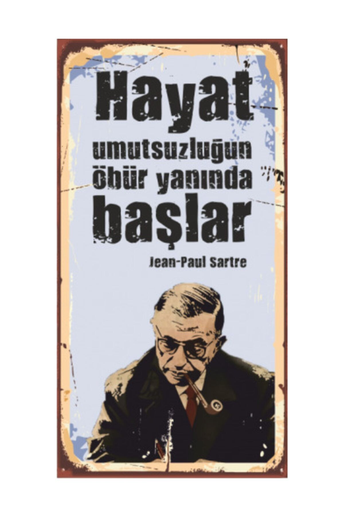 Hayat Poster Sartre Ahşap Edebiyat Poster