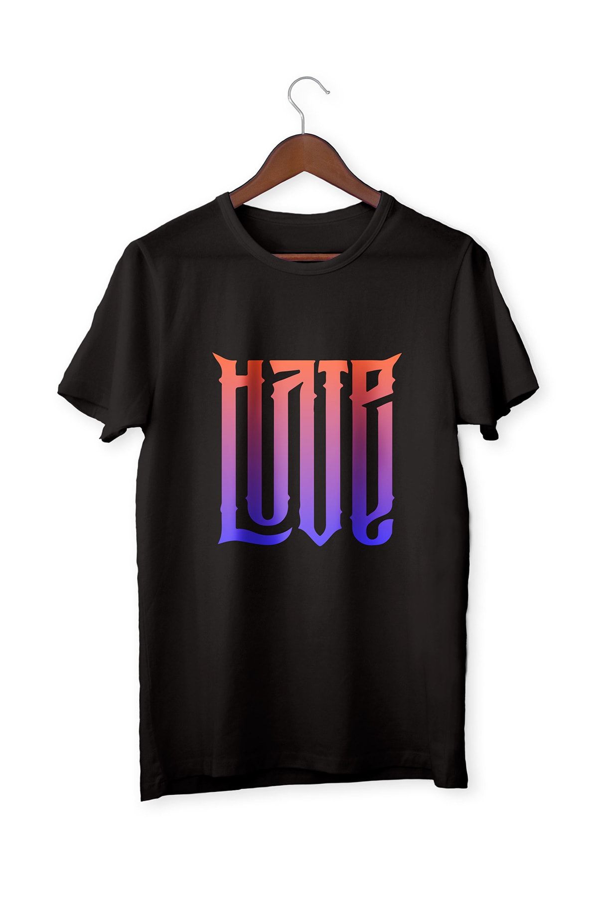 Renkli Garaj Hate Love Tasarım T-shirt