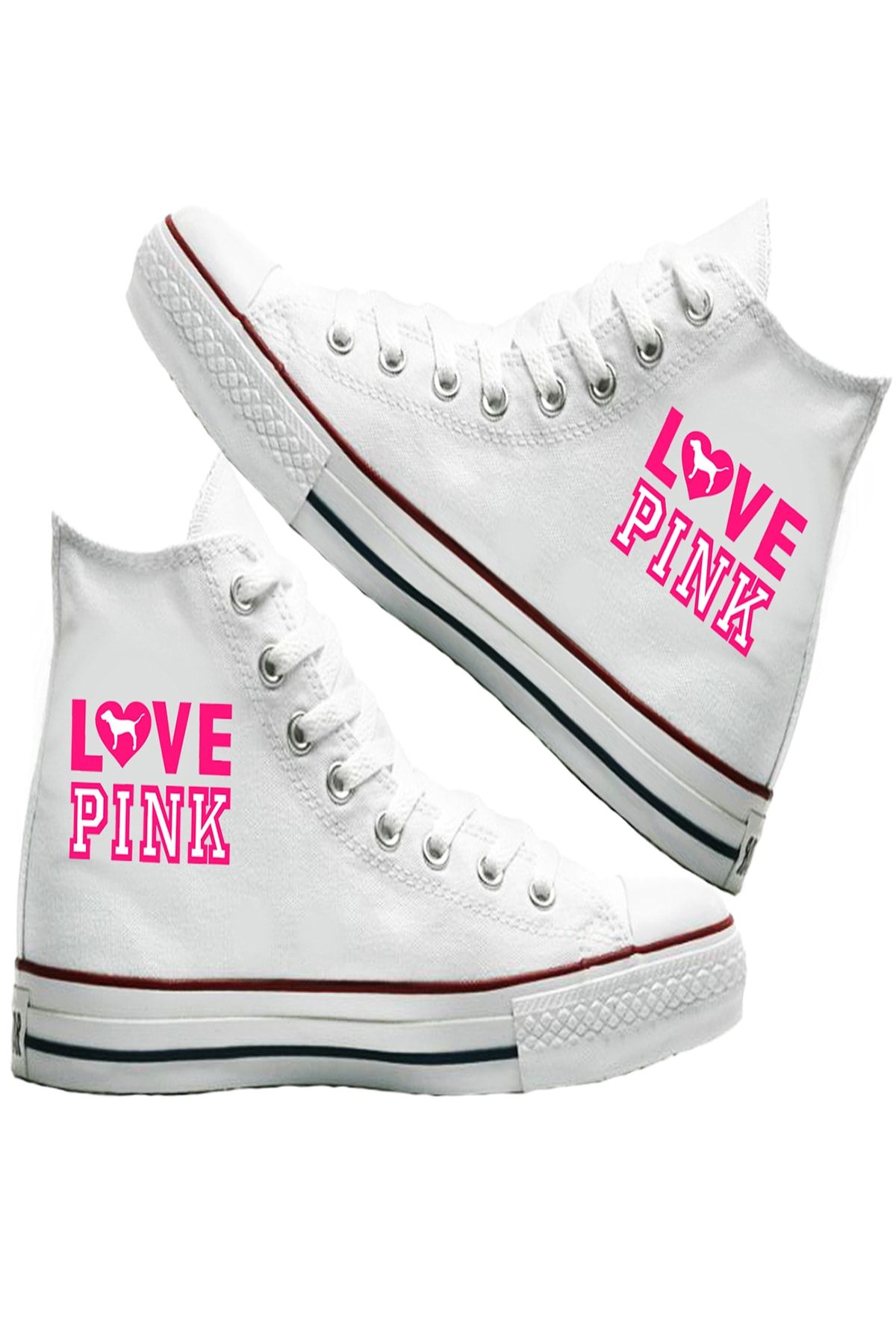 Art's Beyaz - Love Pink Tasarım Unisex Canvas Ayakkabı
