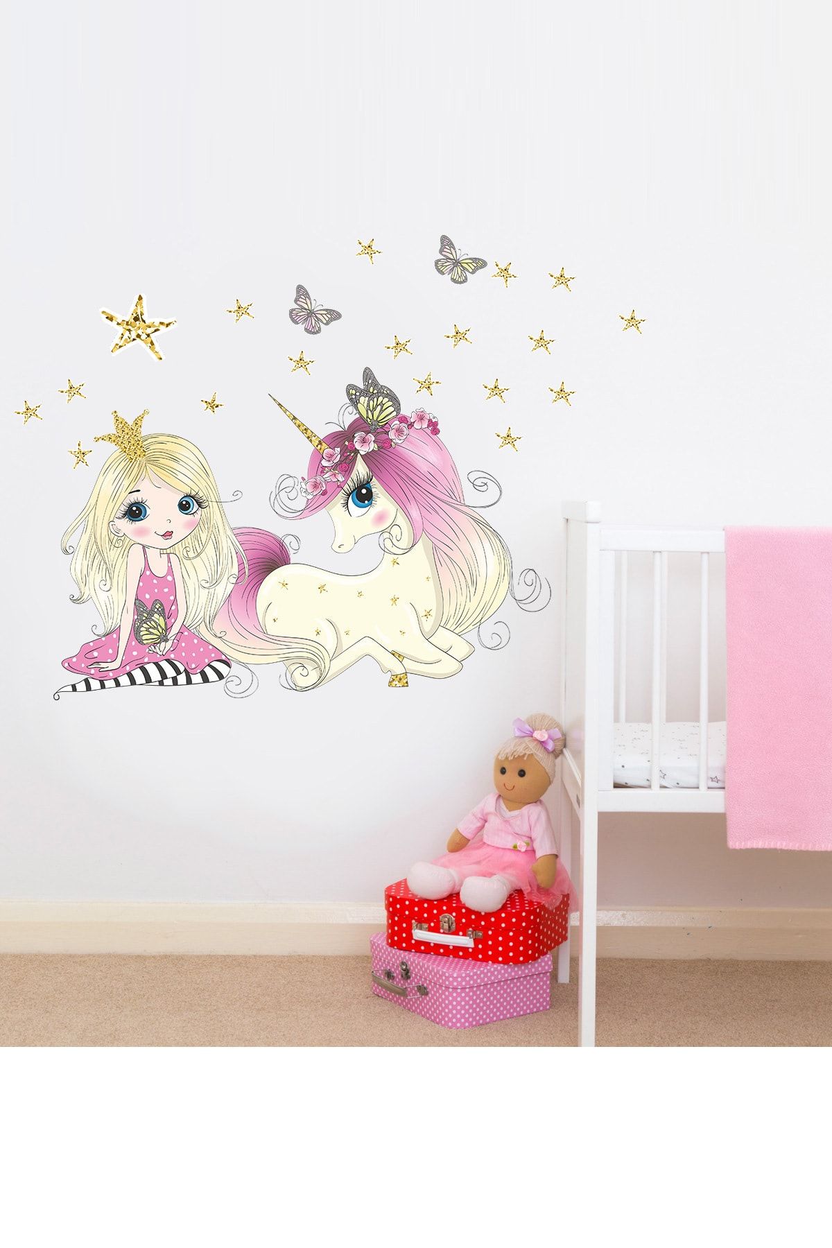 Dekor Loft Prenses Ve Unicorn Çocuk Odası Duvar Sticker