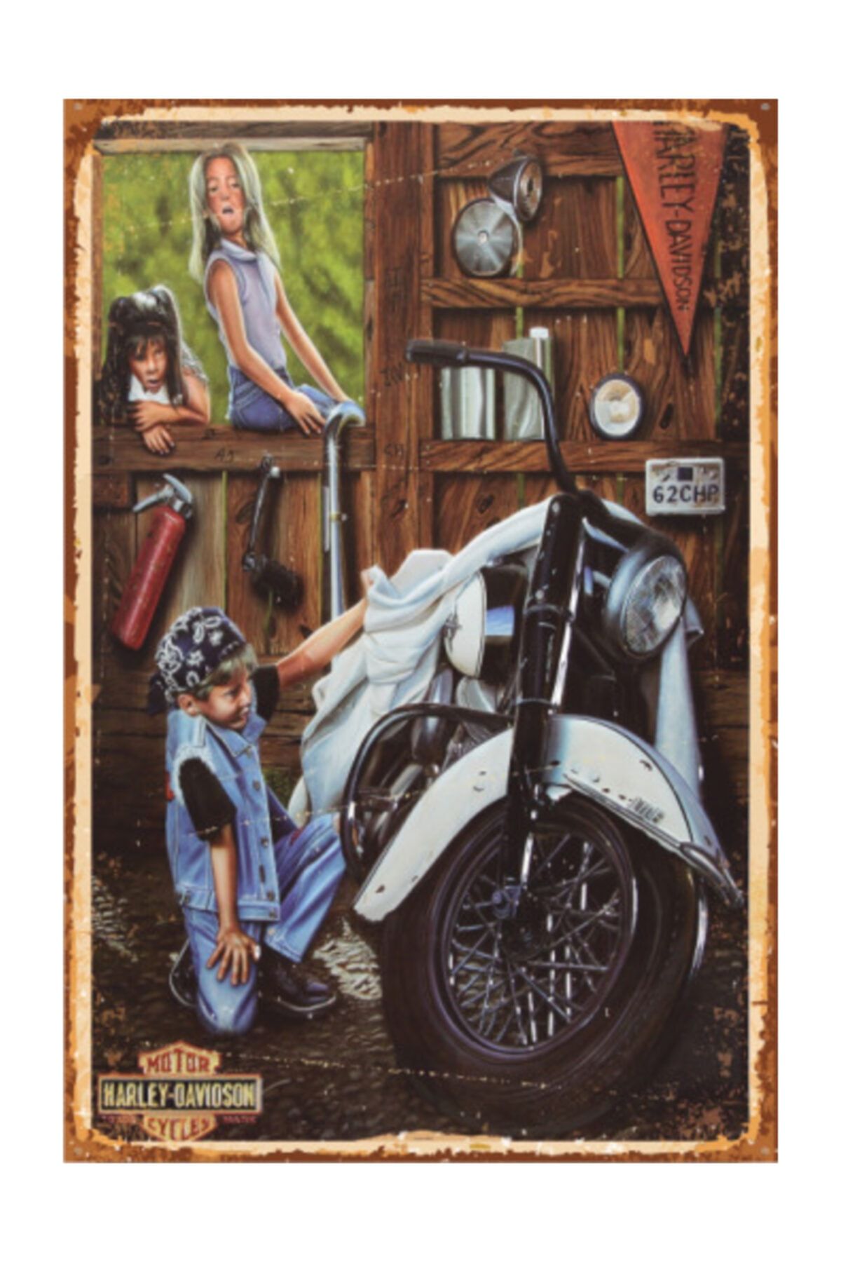 Hayat Poster Klasik Davidson Motor Retro Vintage Ahşap Poster