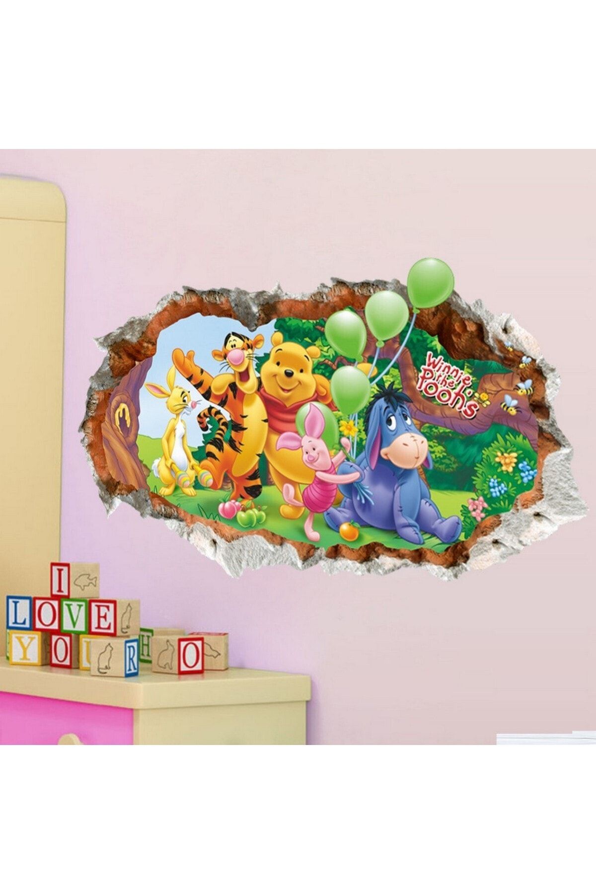 CRYSTAL KIDS Sevimli Ayı Pooh Ve Arkadaşları Bebek Odası Duvar Dekorasyonu Pvc Duvar Sticker