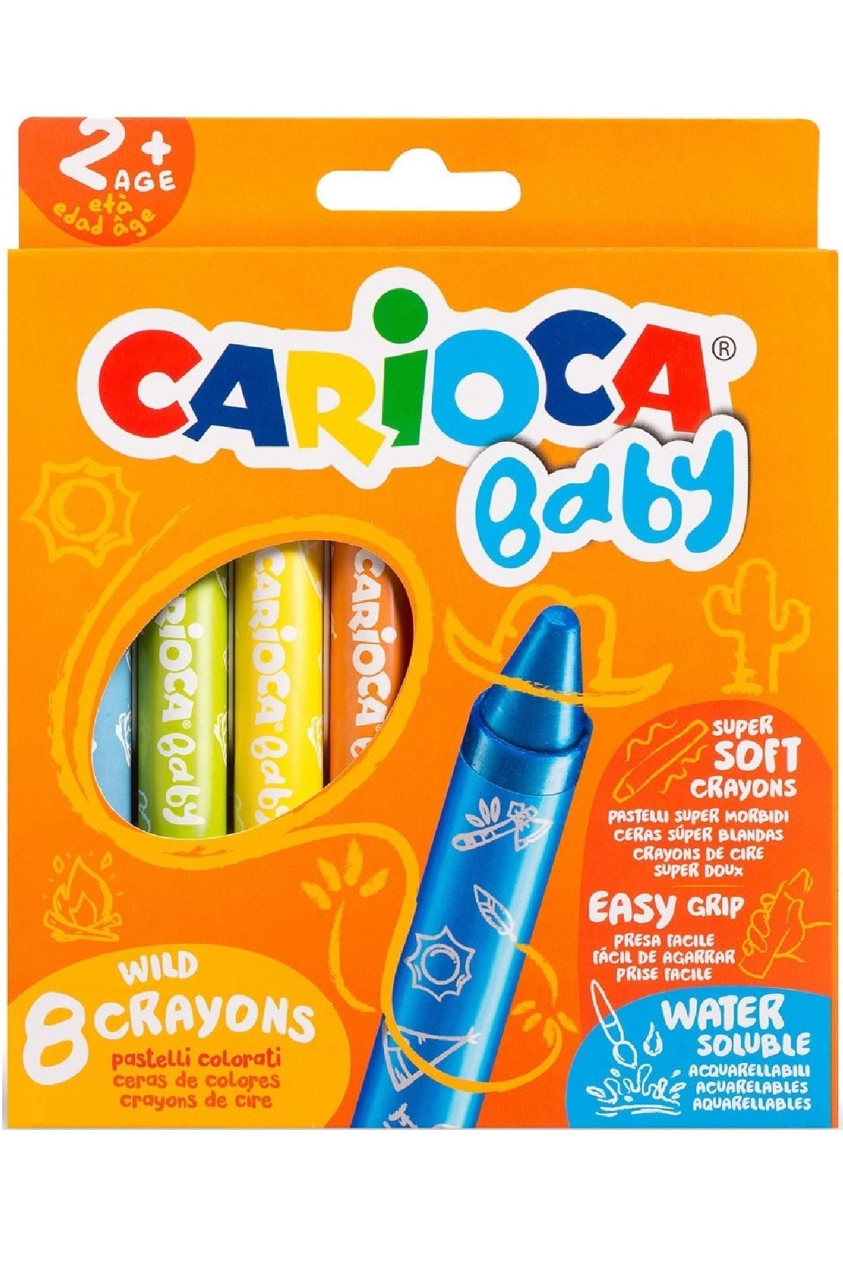 Carioca Unisex Çocuk Turuncu Baby Jumbo Yumuşak Pastel Boya 8'li