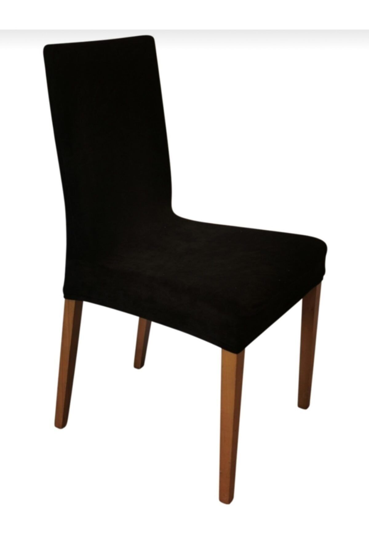 Madame Clean Home Kadife Likralı Sandalye Kılıfı 6'lı Set Siyah