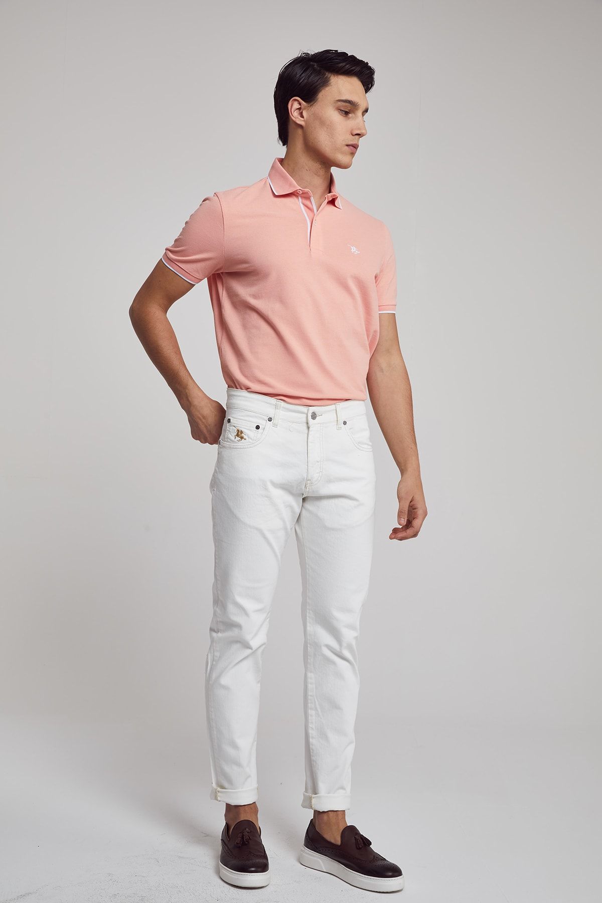 D'S Damat Beyaz Renk Erkek  Pantolon (Slim Fit)