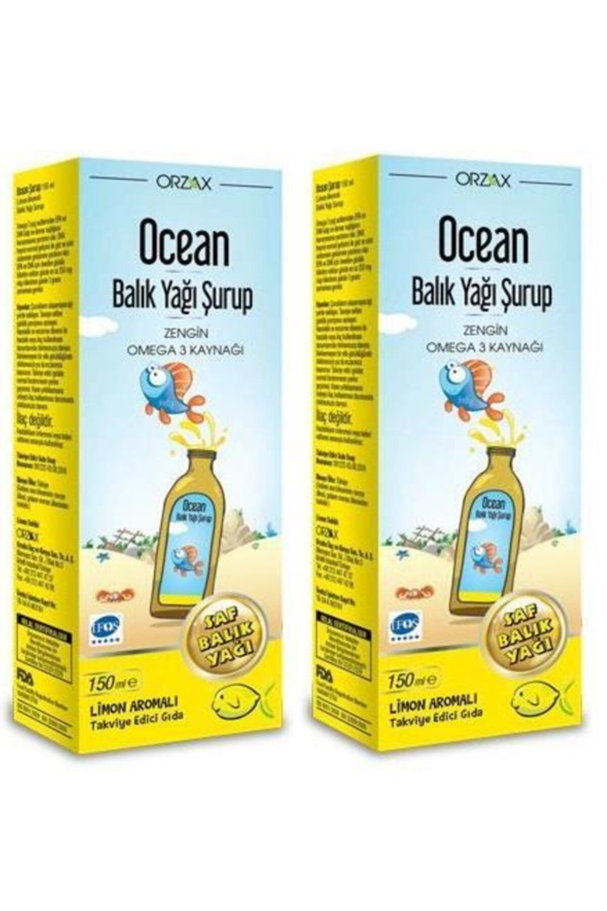 Ocean Omega 3 Şurup 150 ml Limon Aromalı  2 Adet
