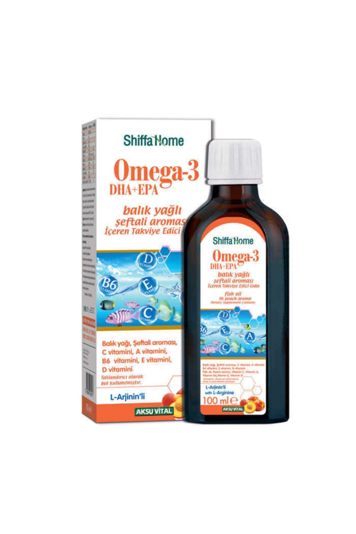 Aksu Vital Shıffa Home Omega-3 Epa+dha Balık Yağı Şurubu Şeftali Aromalı 100 ml