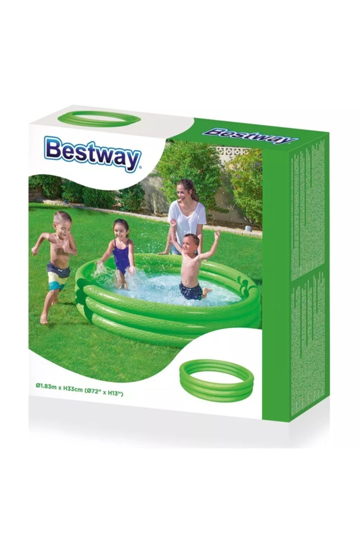 Bestway 51027 Yeşil Renk 3 Boğum Şişme Havuz Çocuk Havuzu 183x33cm