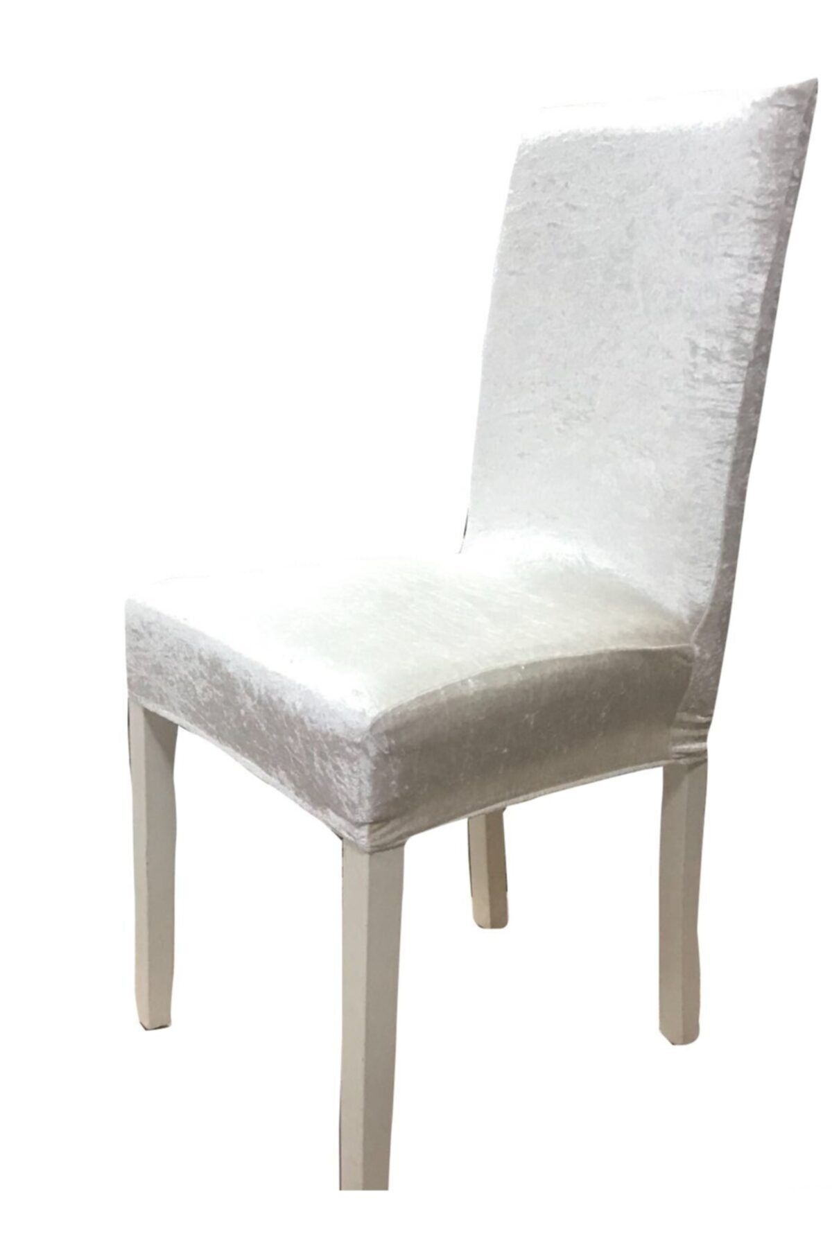 Madame Clean Home Kadife Likralı Sandalye Kılıfı 6'lı Set Krem