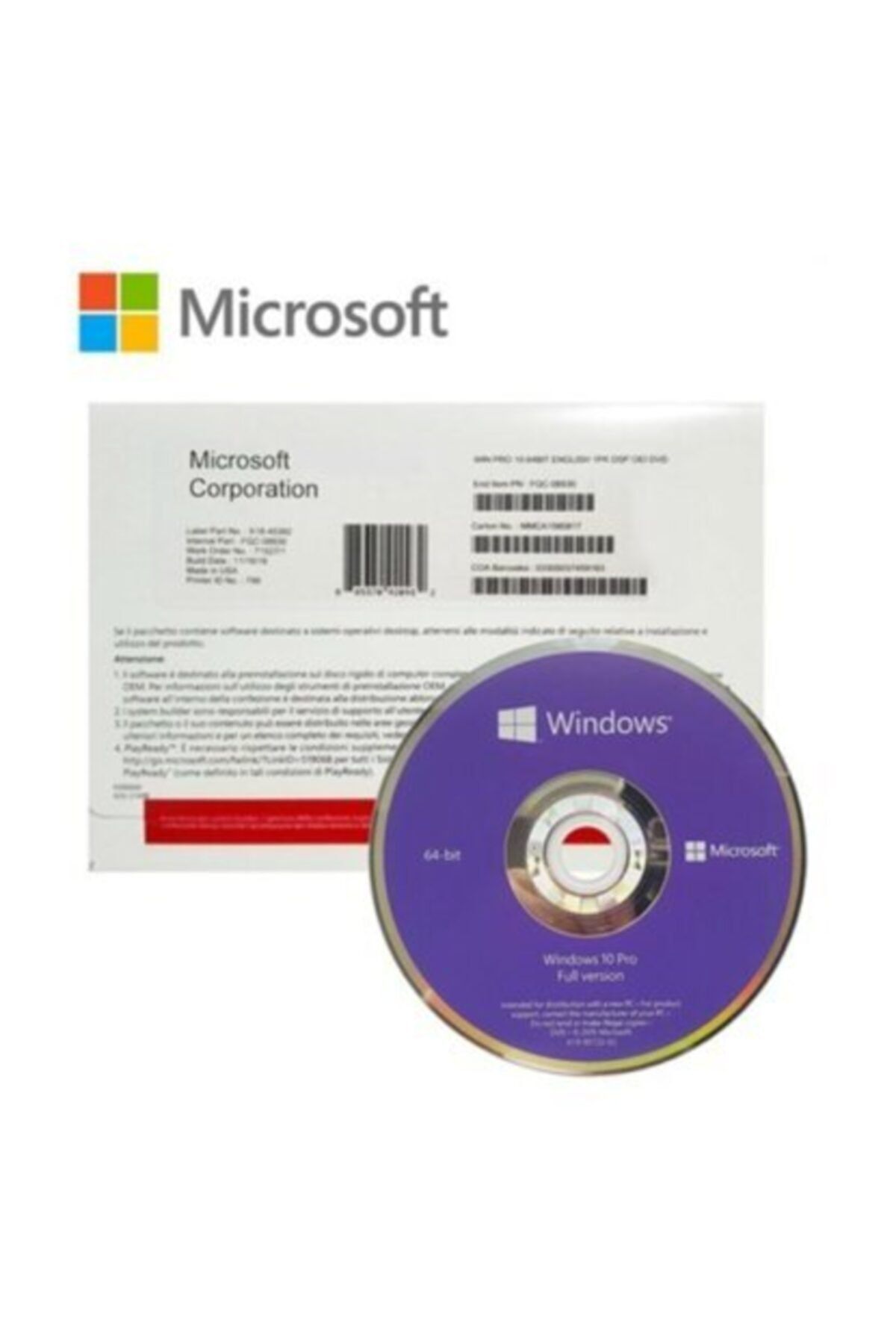 Microsoft Ms Wındows 10 Pro 64bıt Tr Oem Fqc-08977
