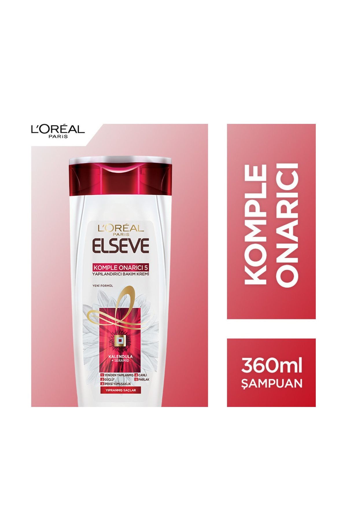 L'Oreal Paris Elseve Komple Onarıcı 5 Yıpranmış Ve Cansız Saçlar İçin Şampuan 360 Ml