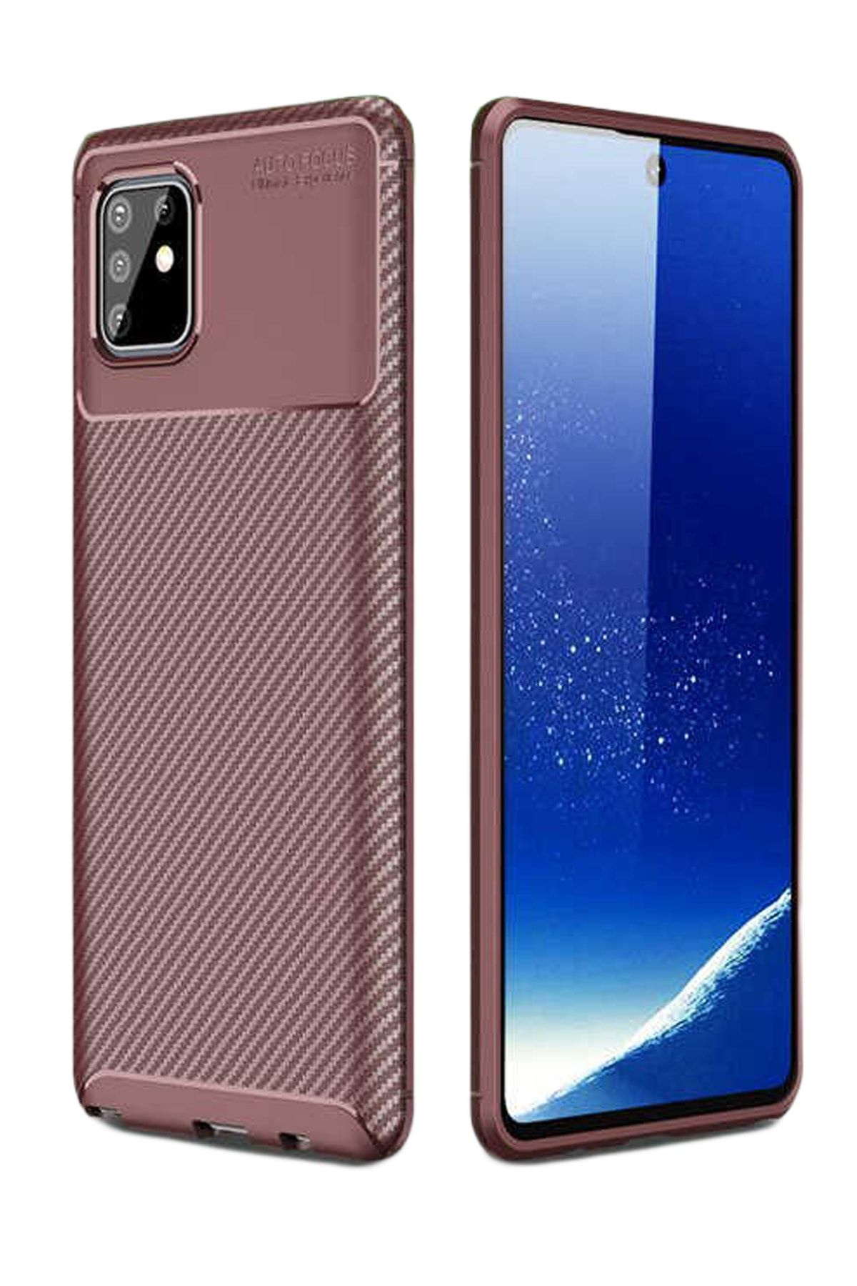 Aksesuarcım Samsung Galaxy A81 Kılıf Lüx Karbon Dizayn Slim Fit Silikon Koruma