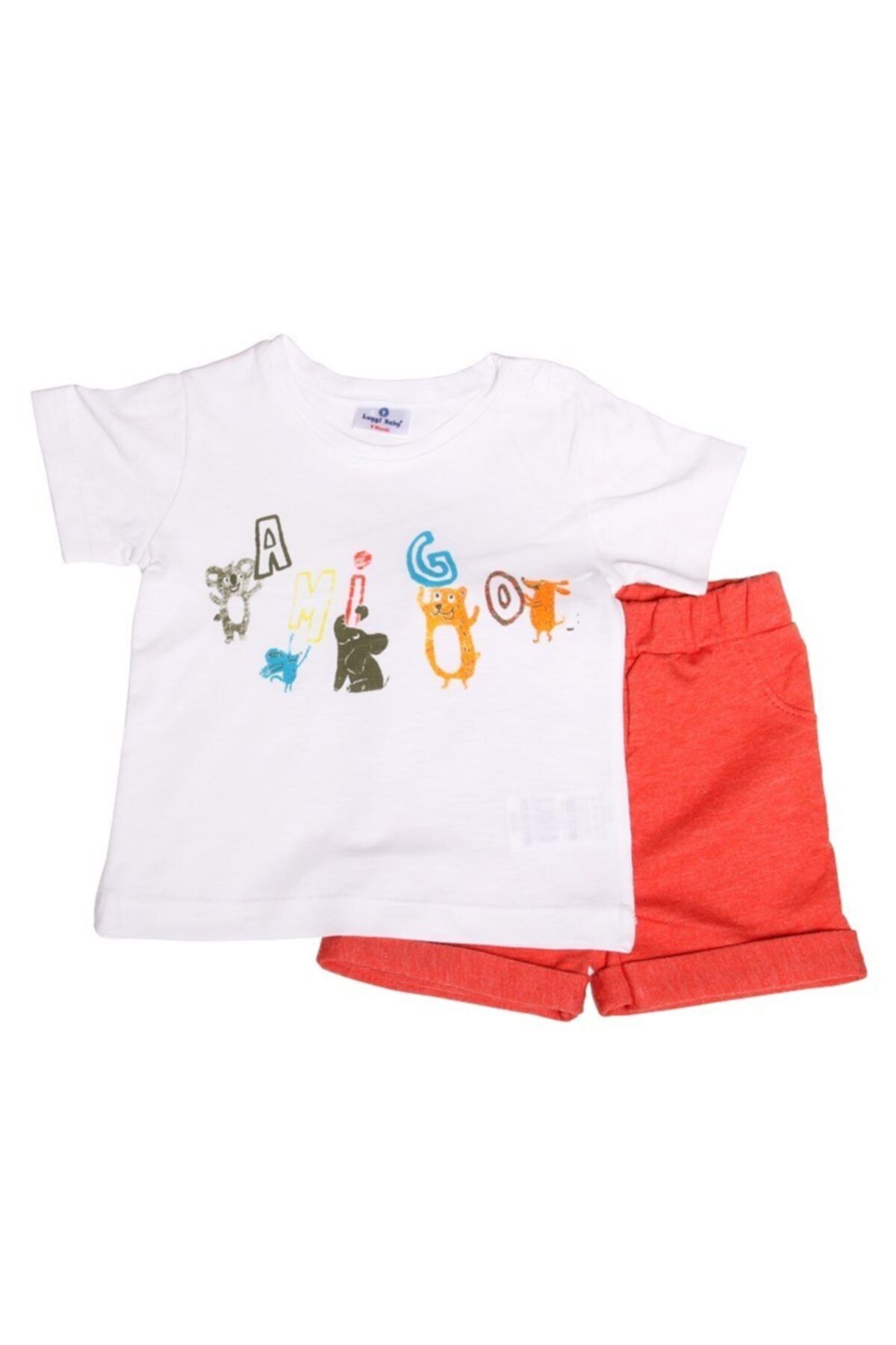 Luggi Baby Erkek 'amigo' Beyaz T-shirt & Kırmızı Şort Takım Lgb-5120-4