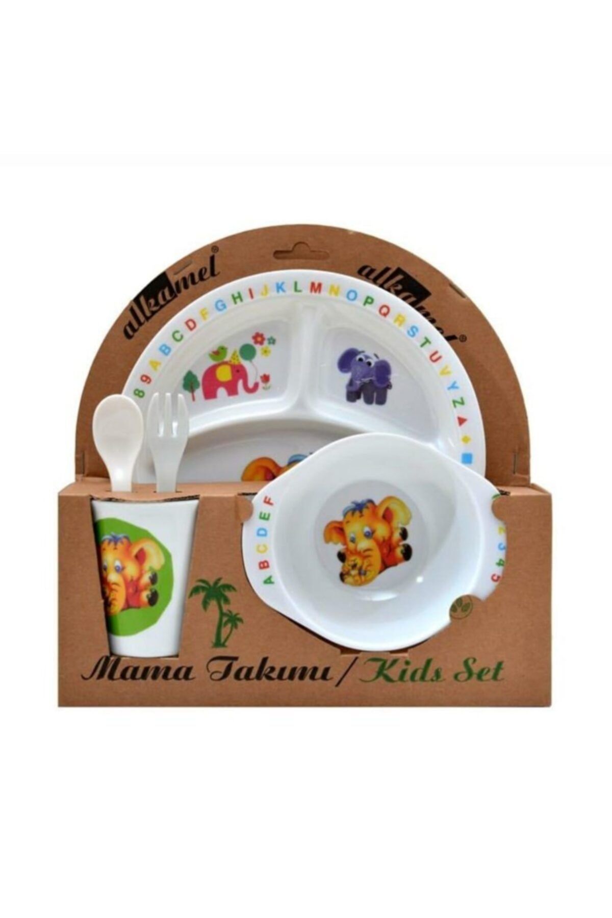 GGS Bebek Mama Tabağı Filli Formlu 5 Li Set Melamin Oval