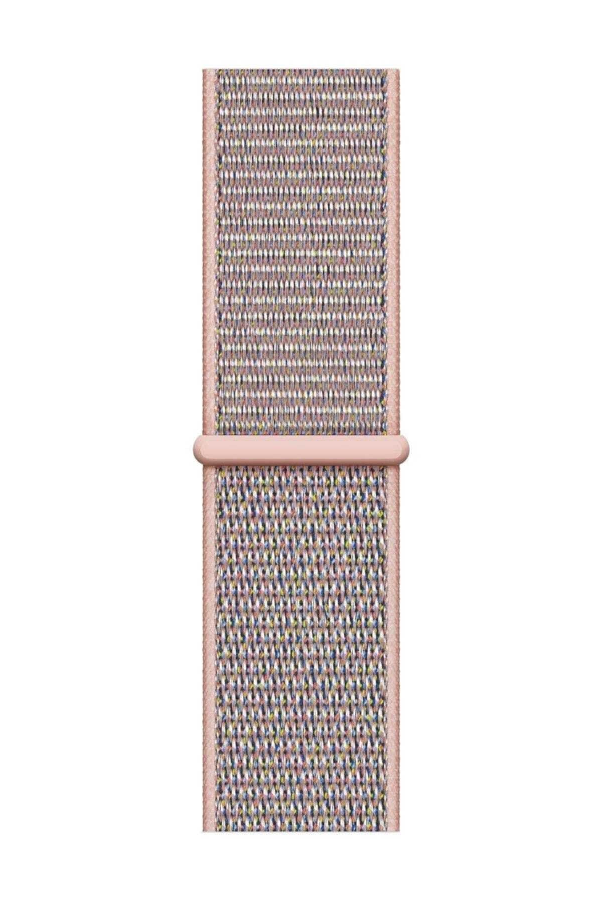 Trend Case Apple Watch 2 3 4 5 Serisi 42/44 mm Hasır Saat Kordonu Rose Gold